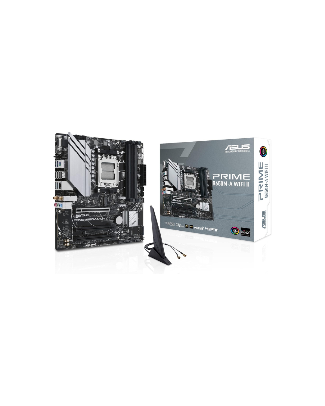 ASUS PRIME B650M-A WIFI II-AE   Micro-ATX AM5 Motherboard with DDR5-7600+ OC, PCIe 5.0, WiFi 6, 2.5Gb Ethernet, USB 10Gbps Type-C, DisplayPort, HDMI BIOS FlashBack Aura Sync RGB & Enhanced Durability