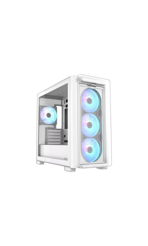 ASUS A23 Plus Mid-Tower PC Case – White with Tempered Glass & ARGB Fans, ATX / Micro-ATX / Mini-ITX Compatible