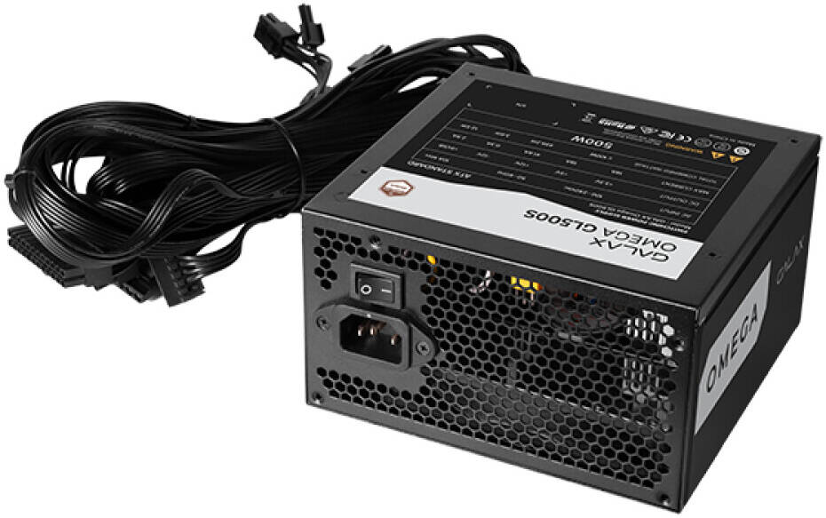 GALAX OMEGA GL500S 500W Power Supply – 80 Plus Bronze Certified, Silent 120mm Fan, High-Efficiency PSU with Active PFC, Reliable and Durable Design for Gaming & Office PCs