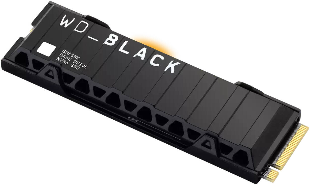 WD_BLACK SN850X 1TB NVMe PCIe Gen4 M.2 SSD with Heatsink & Orange LED – Ultra-Fast Gaming Storage