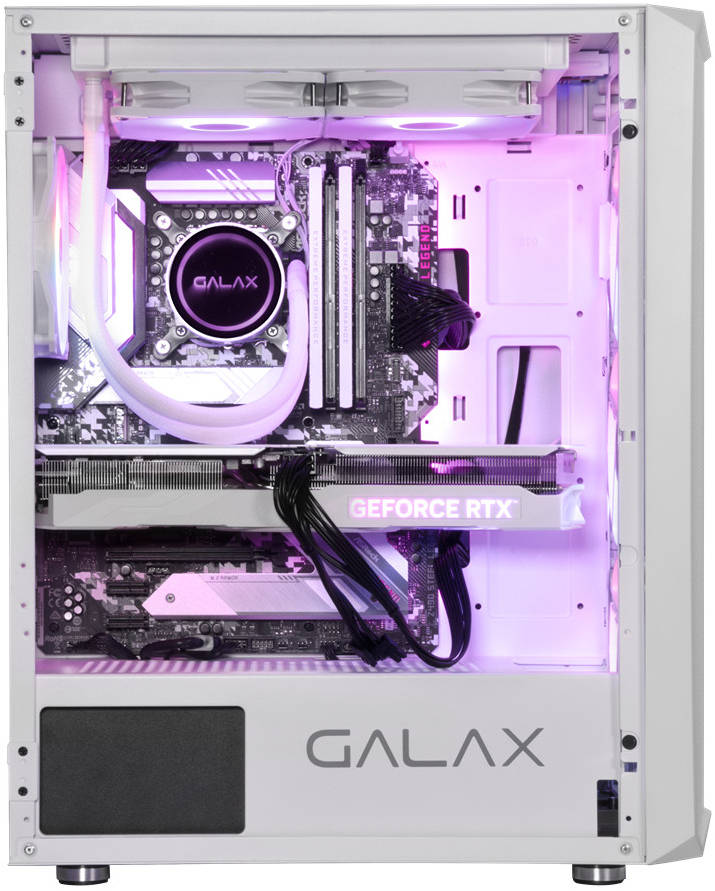 GALAX Revolution 07 White ATX Mid-Tower Gaming PC Case – Tempered Glass Side Panel, SPCC Steel Chassis, Supports 360mm Radiator & 330mm GPU, 4 Pre-Installed ARGB Fans, USB 3.0 I/O
