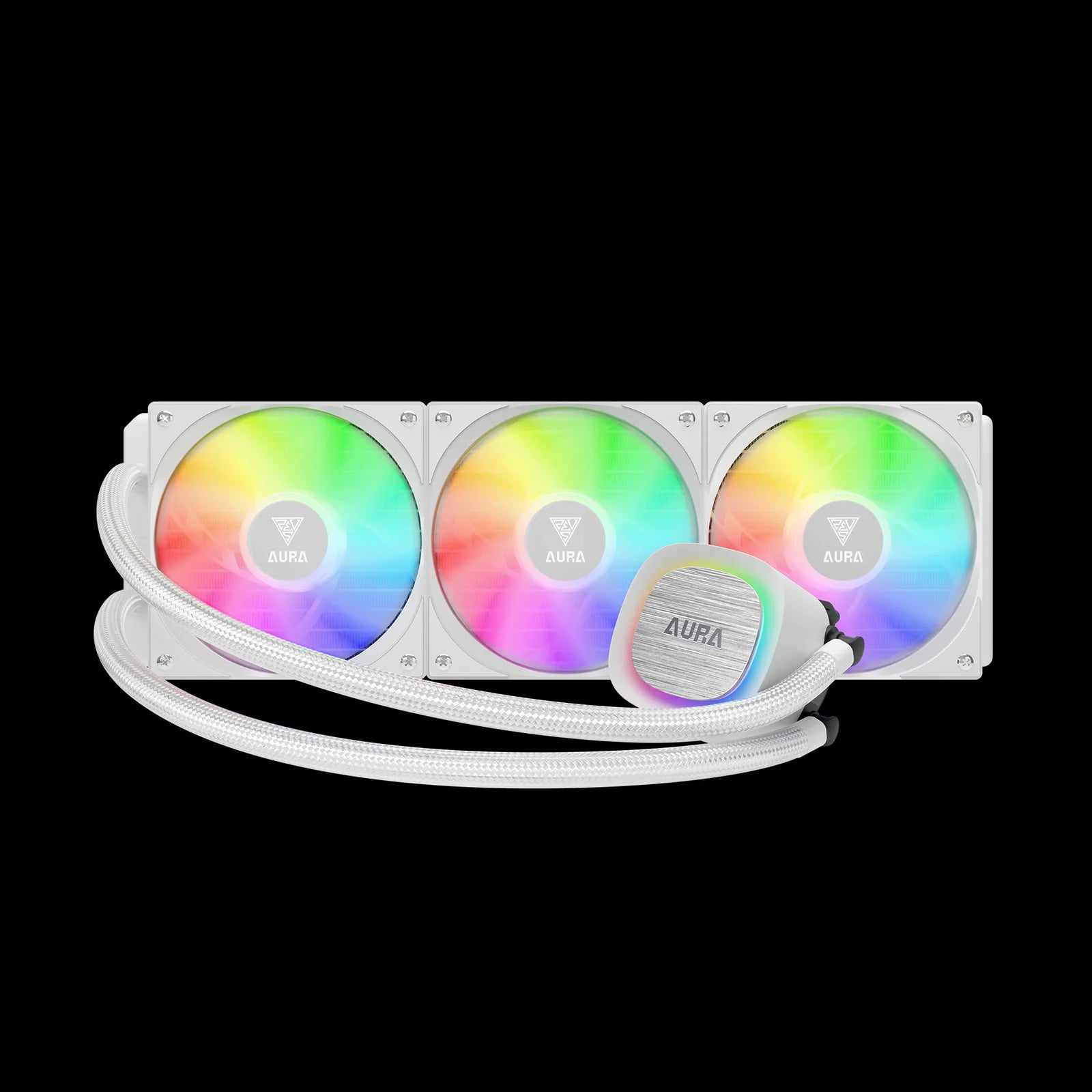 GAMDIAS AURA GL360 V2 WH White RGB Liquid CPU Cooler – 360mm High-Performance Water Cooling System