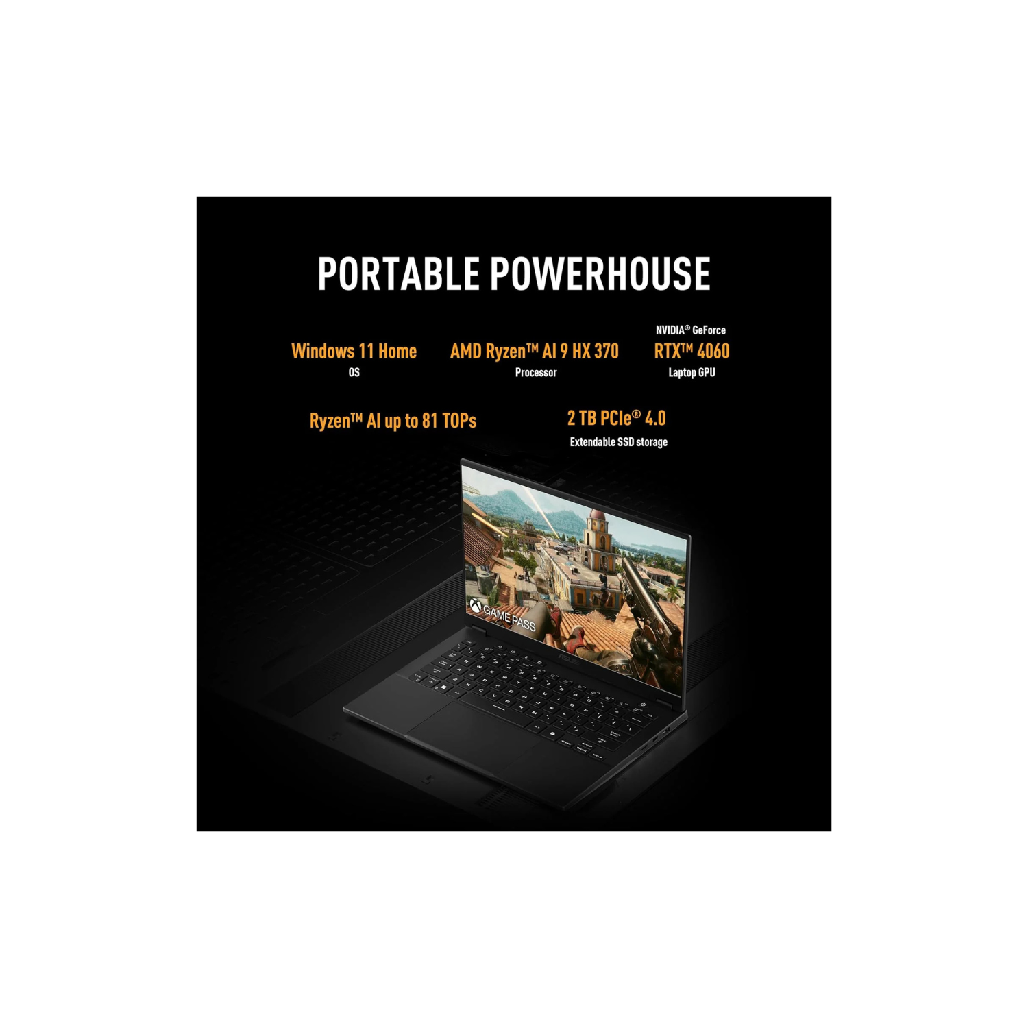 ASUS TUF Gaming Ryzen AI 9 HX370, 32GB RAM, 2TB SSD, NVIDIA RTX 4060 8GB, 14" 165Hz Display, Windows 11 Home, 1-Year Warranty