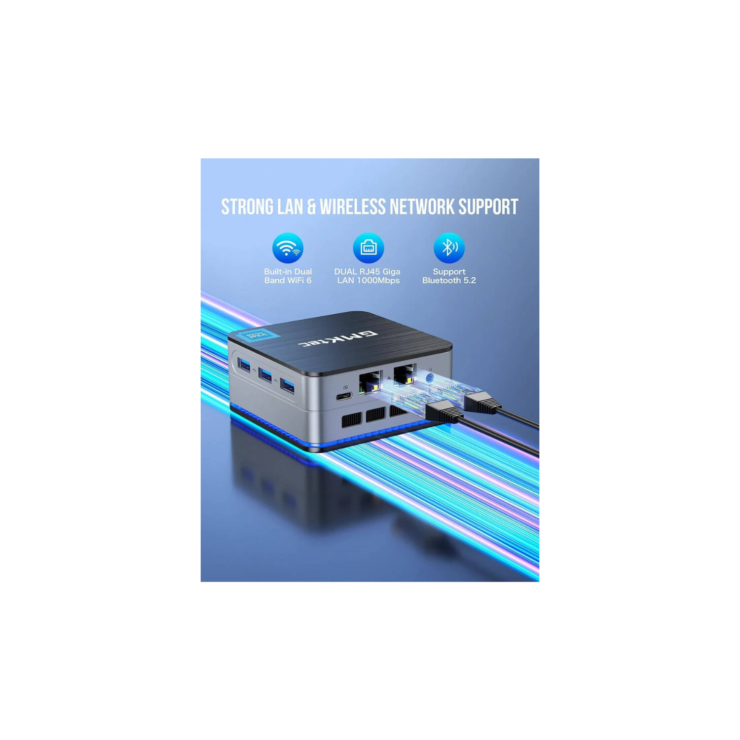 GMKtec NucBox G2 Plus Desktop Ultracompact Mini PC, Intel Twin Lake N150(4C/4T) up to 3.6GHz, 12GB LPDDR5 RAM, 512GB SSD, WiFi 6, BT5.2, Windows 11 Pro, Black, Blue | NucBox G2 Plus