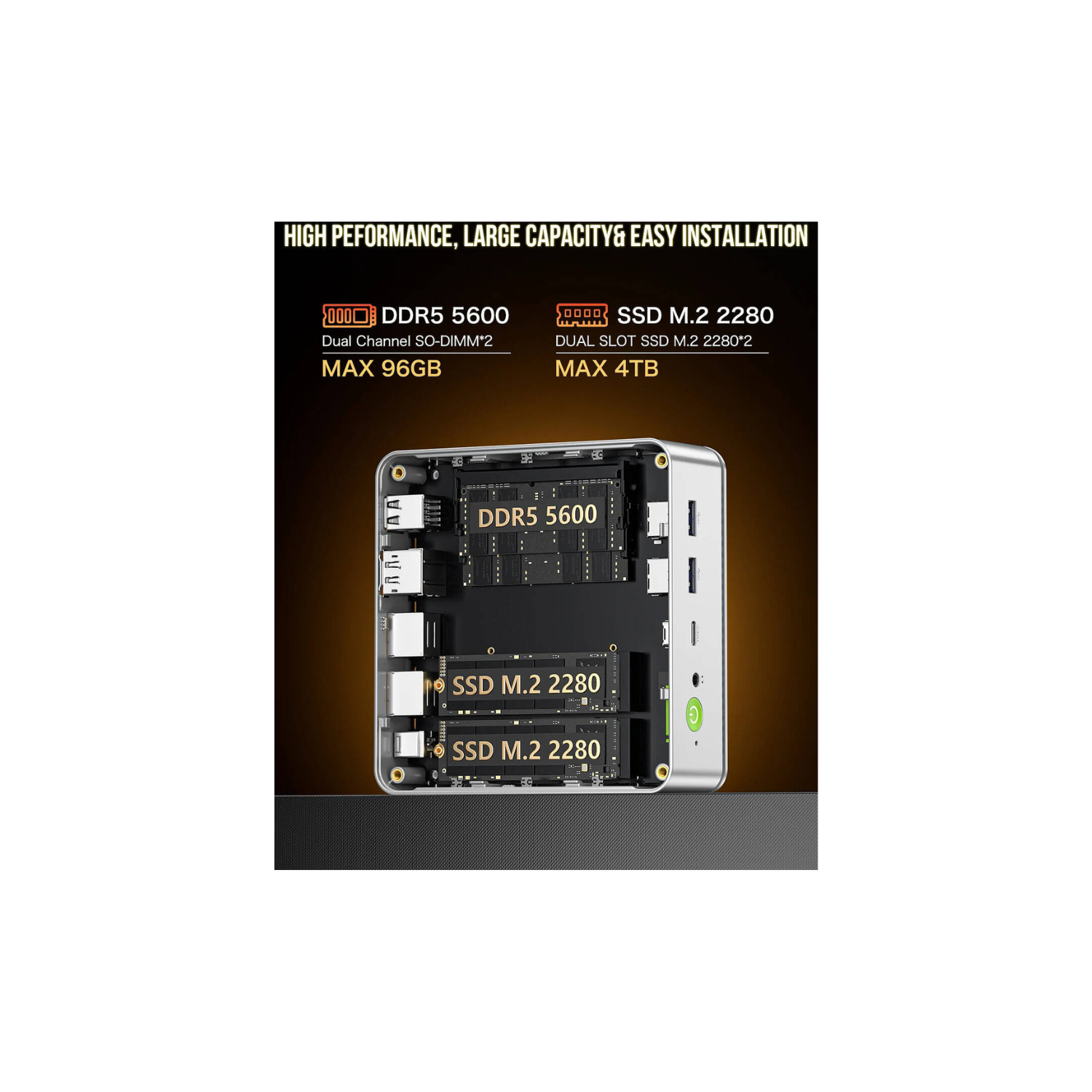 GMKtec NucBox K9, Mini PC, Intel Core Ultra 5 125H, 32GB DDR5 RAM, 1TB SSD, Dual LAN 2.5G, WiFi 6E, Thunderbolt 4.0, BT 5.2, DP, HDMI, Dual Fan, Windows 11 Pro | NucBox K9