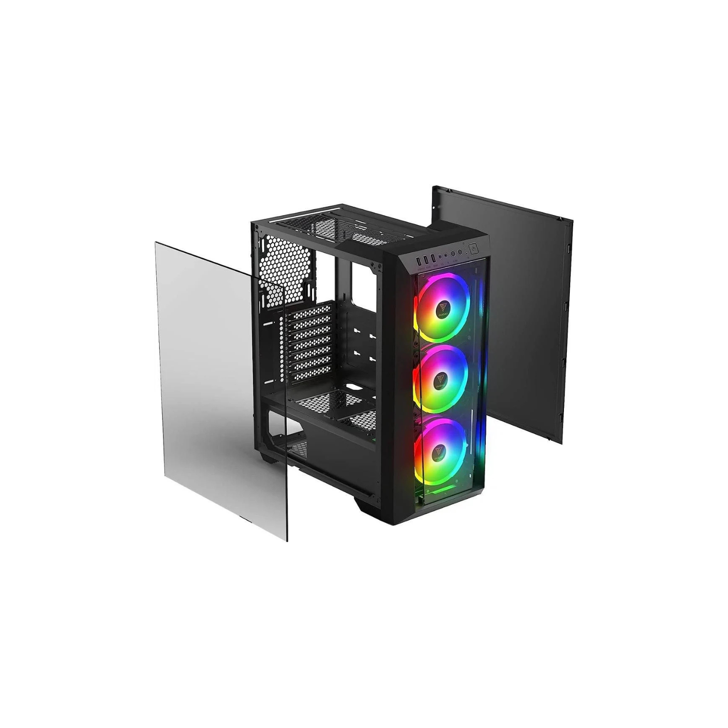 GAMDIAS TALOS E3 White Mid Tower Gaming Case – High Airflow, RGB Compatible, Tempered Glass, ATX/Micro-ATX