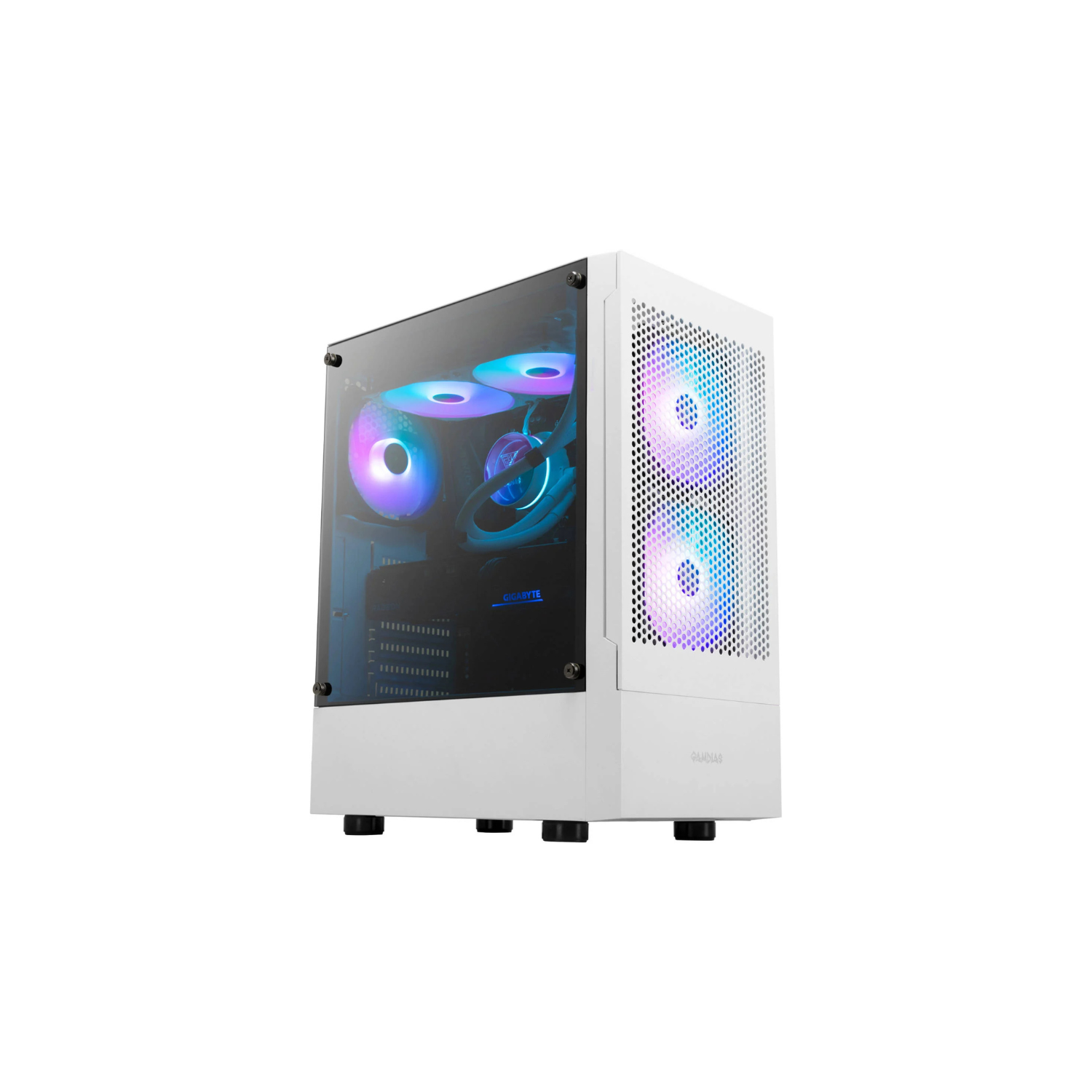 GAMDIAS TALOS E3 Mesh White Mid Tower Gaming Case – High Airflow, RGB Compatible, Tempered Glass, ATX/Micro-ATX