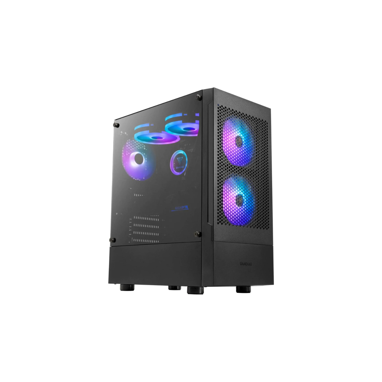 GAMDIAS TALOS E3 Mesh Black Mid Tower Gaming Case – High Airflow, RGB Compatible, Tempered Glass, ATX/Micro-ATX