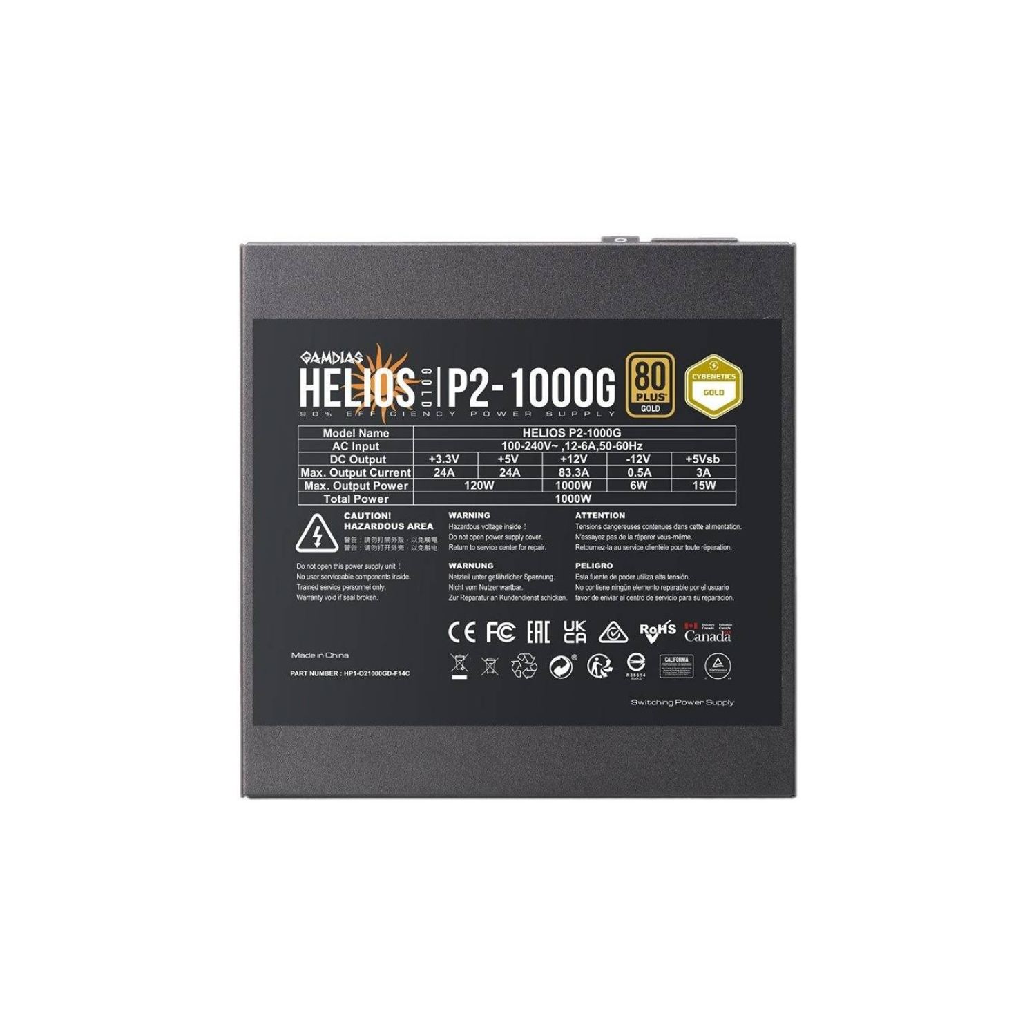 GAMDIAS HELIOS P2-1000 80+ Gold Gen 5 Fully Modular Power Supply – 1000W High-Efficiency PSU