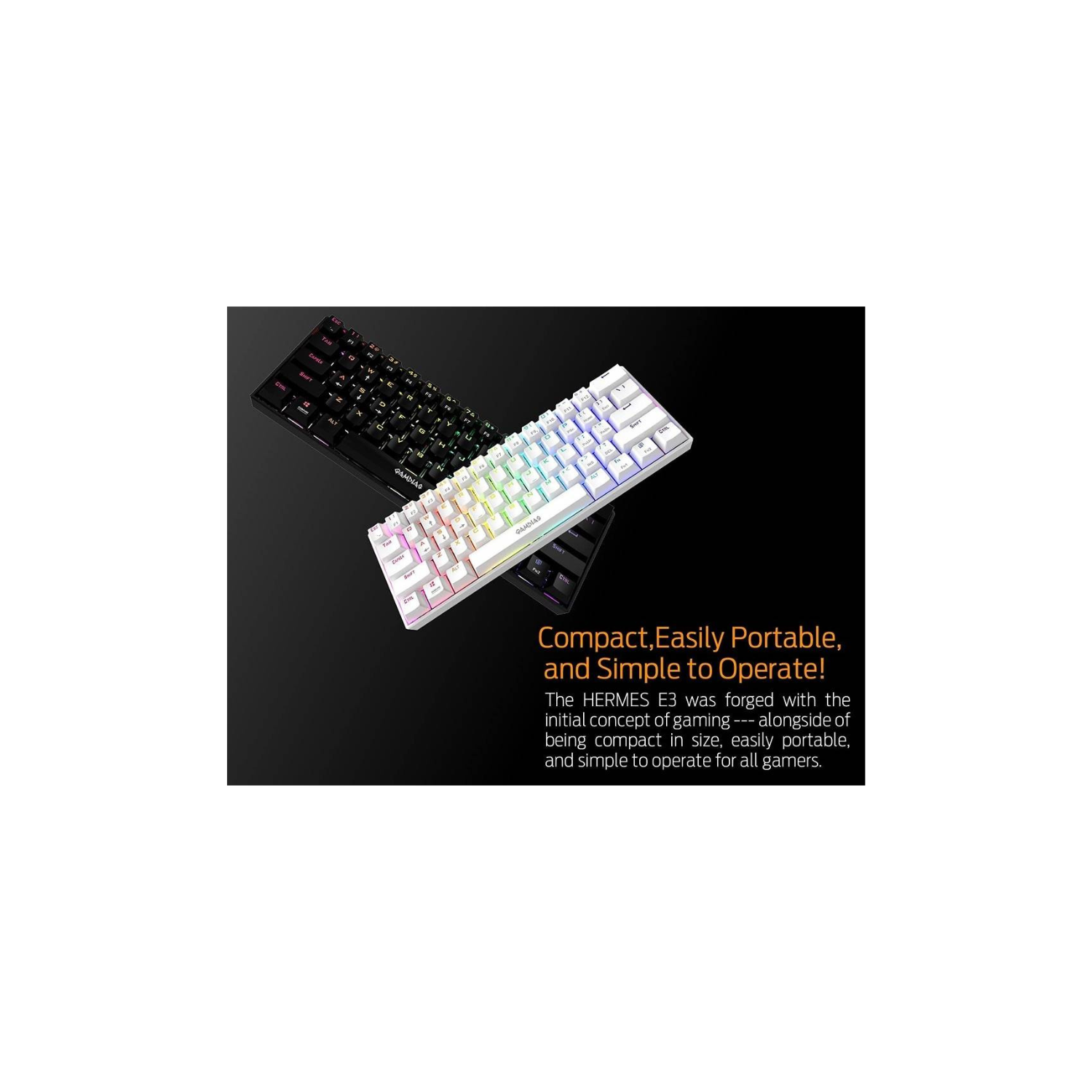 GAMDIAS Hermes E3 Black RGB Wired Gaming Keyboard – Mechanical-Feel Keys, Anti-Ghosting, RGB Backlit, Ergonomic Design, PC Gaming Keyboard