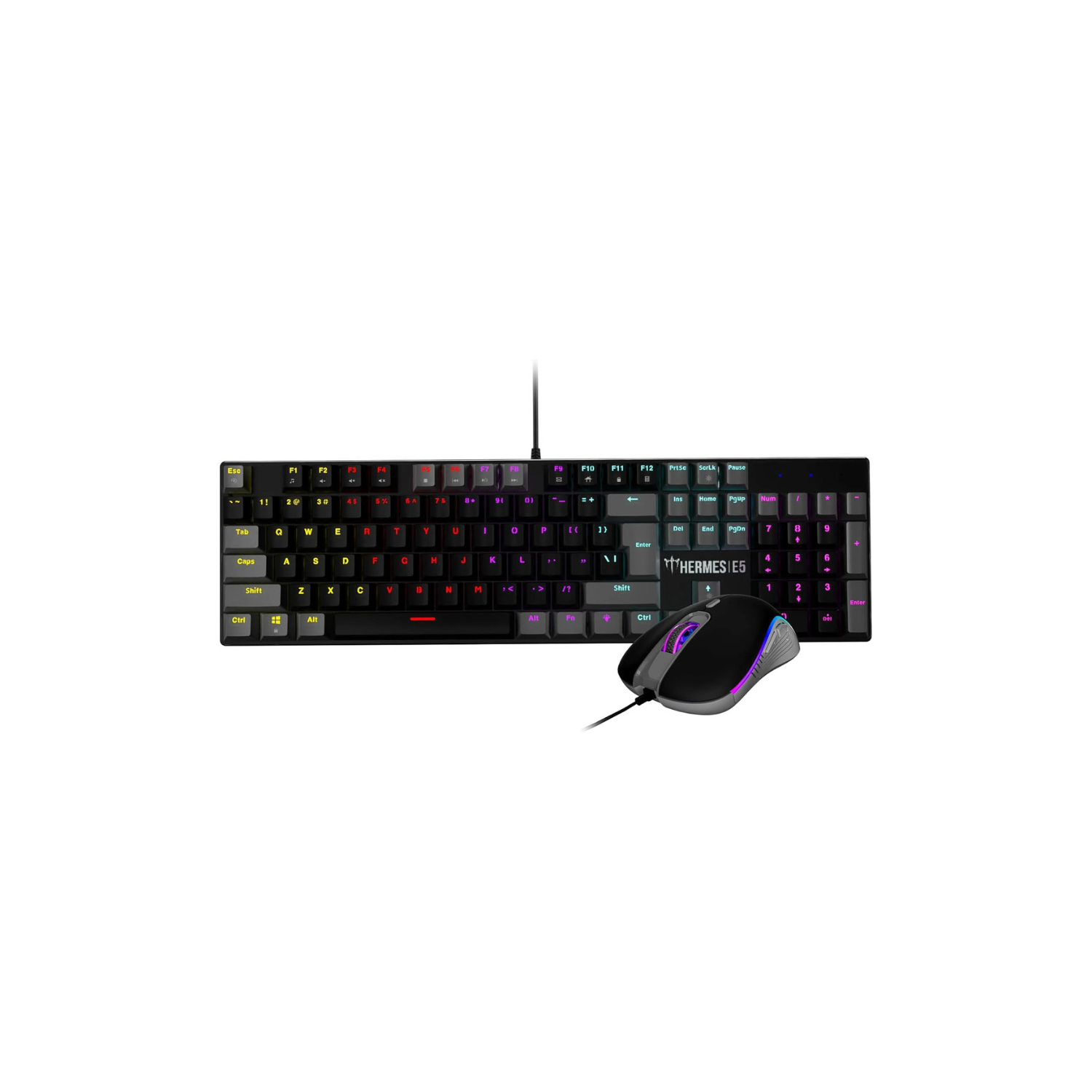 GAMDIAS Hermes E5 2-In-1 Wired Combo – Membrane Gaming Keyboard & Gaming Mouse, RGB Backlit, Ergonomic Design, Anti-Ghosting, PC Gaming Bundle