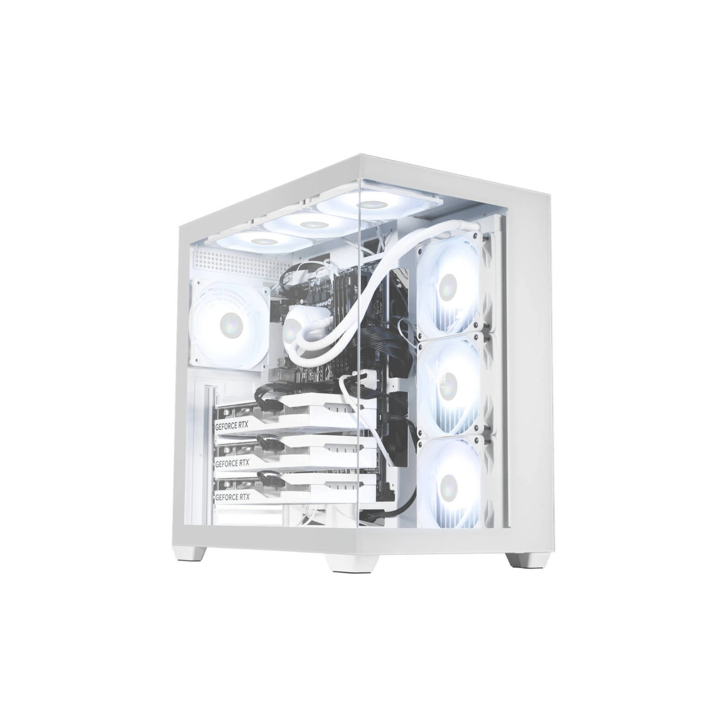 GALAX HOF ALLSYNQ White Mid-Tower ATX Gaming PC Case – Tempered Glass Side Panel, Pre-Installed 4 ARGB Fans, Dual-Chamber Layout, Supports 360 mm Radiator & High-End GPU Builds