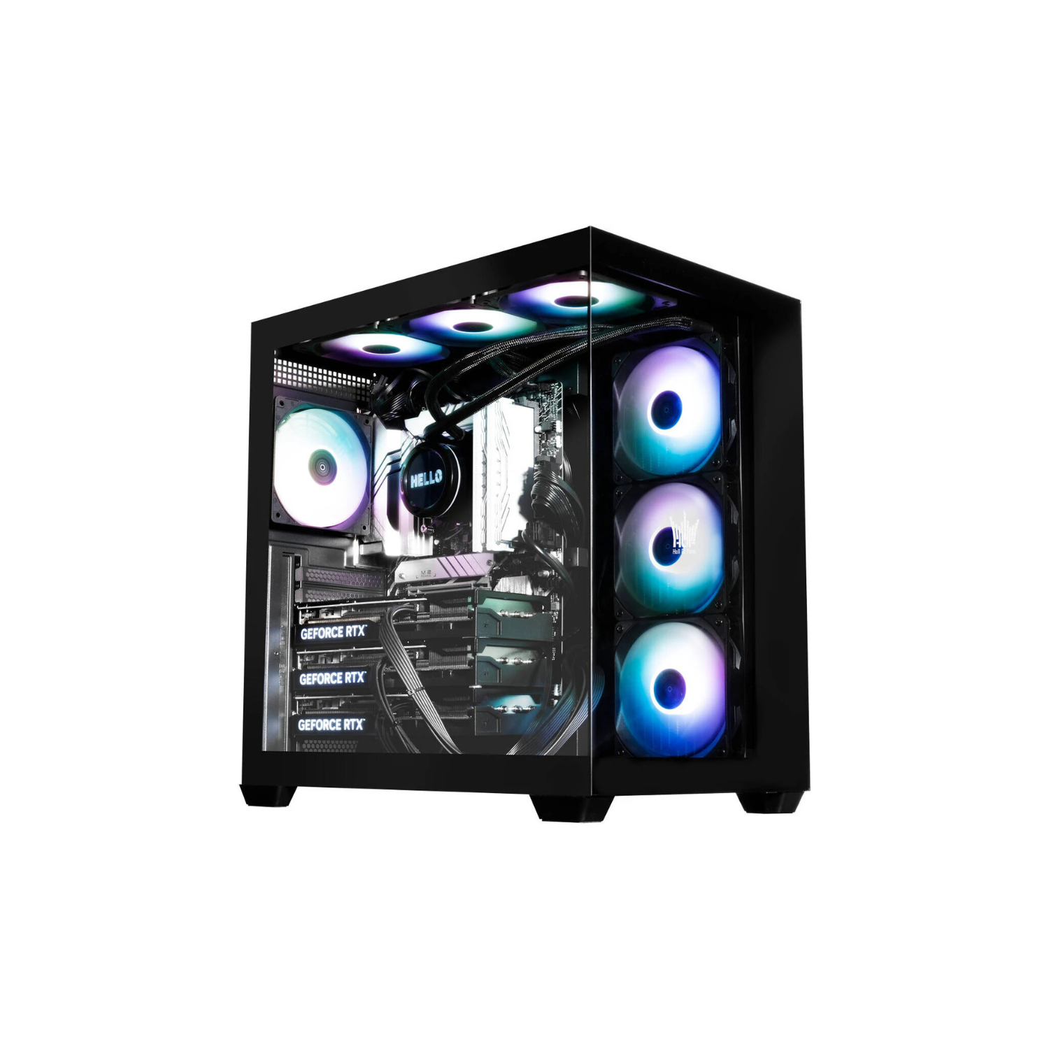 GALAX HOF ALLSYNQ Black Mid-Tower ATX Gaming PC Case – Tempered Glass Side Panel, Pre-Installed 7 ARGB Fans, Supports Enthusiast Builds with Up to 360 mm Radiator & High GPU Clearance