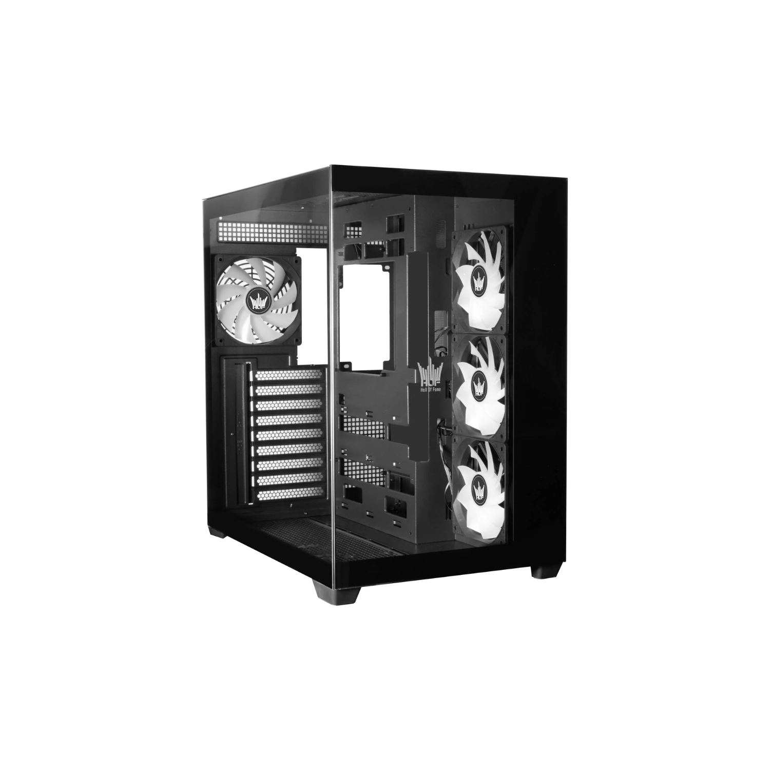 GALAX HOF ALLSYNQ Black Mid-Tower ATX Gaming PC Case – Tempered Glass Side Panel, Pre-Installed 7 ARGB Fans, Supports Enthusiast Builds with Up to 360 mm Radiator & High GPU Clearance