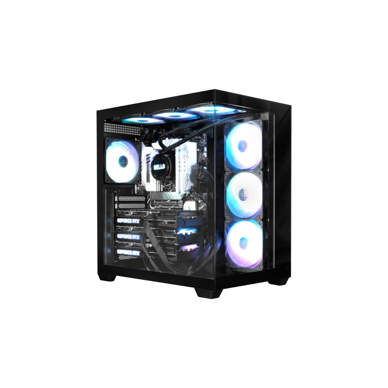 GALAX HOF ALLSYNQ Black Mid-Tower ATX Gaming PC Case – Tempered Glass Side Panel, Pre-Installed 4 ARGB Fans, Dual-Chamber Layout, Supports 360 mm Radiator & High-End GPU Builds