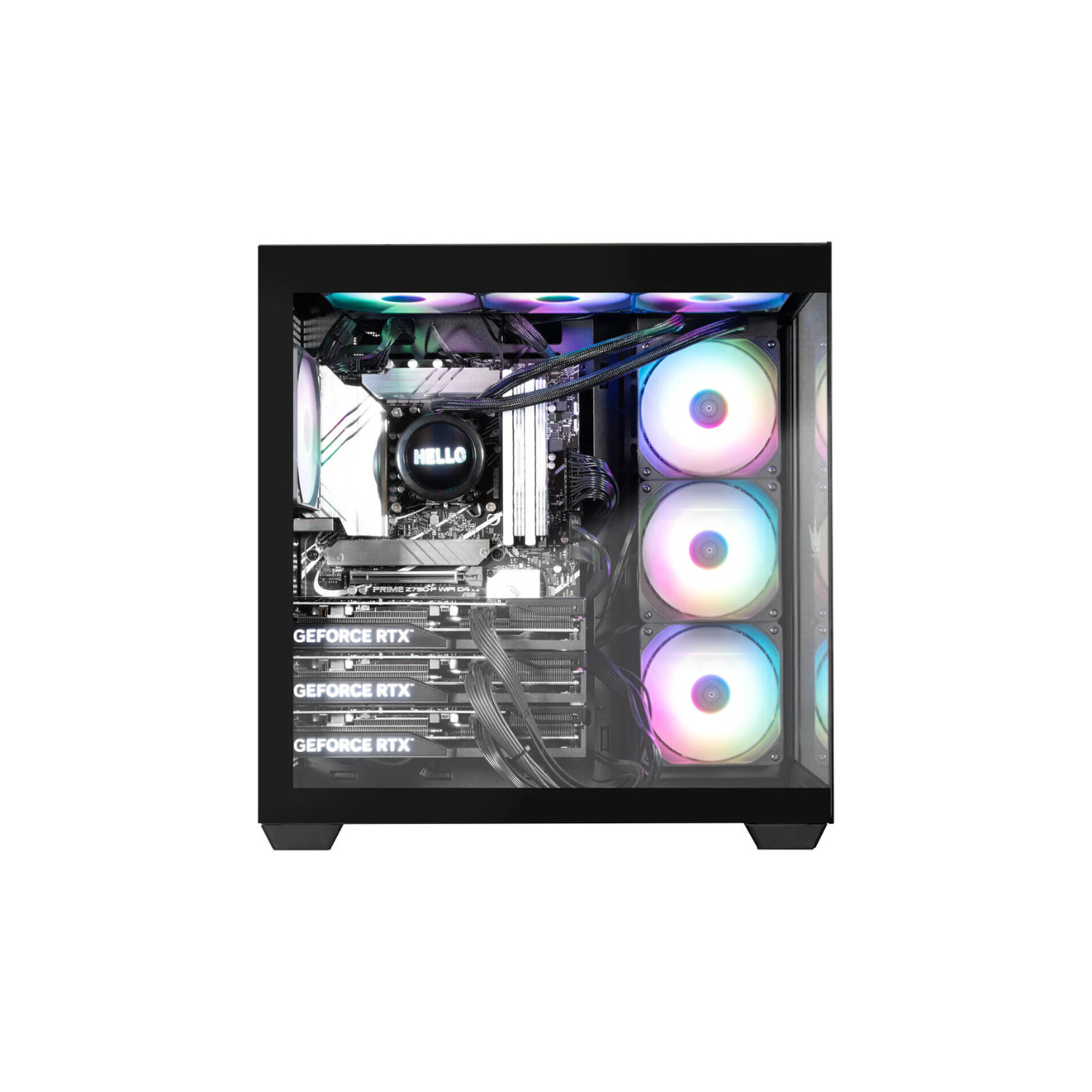GALAX HOF ALLSYNQ Black Mid-Tower ATX Gaming PC Case – Tempered Glass Side Panel, Pre-Installed 4 ARGB Fans, Dual-Chamber Layout, Supports 360 mm Radiator & High-End GPU Builds