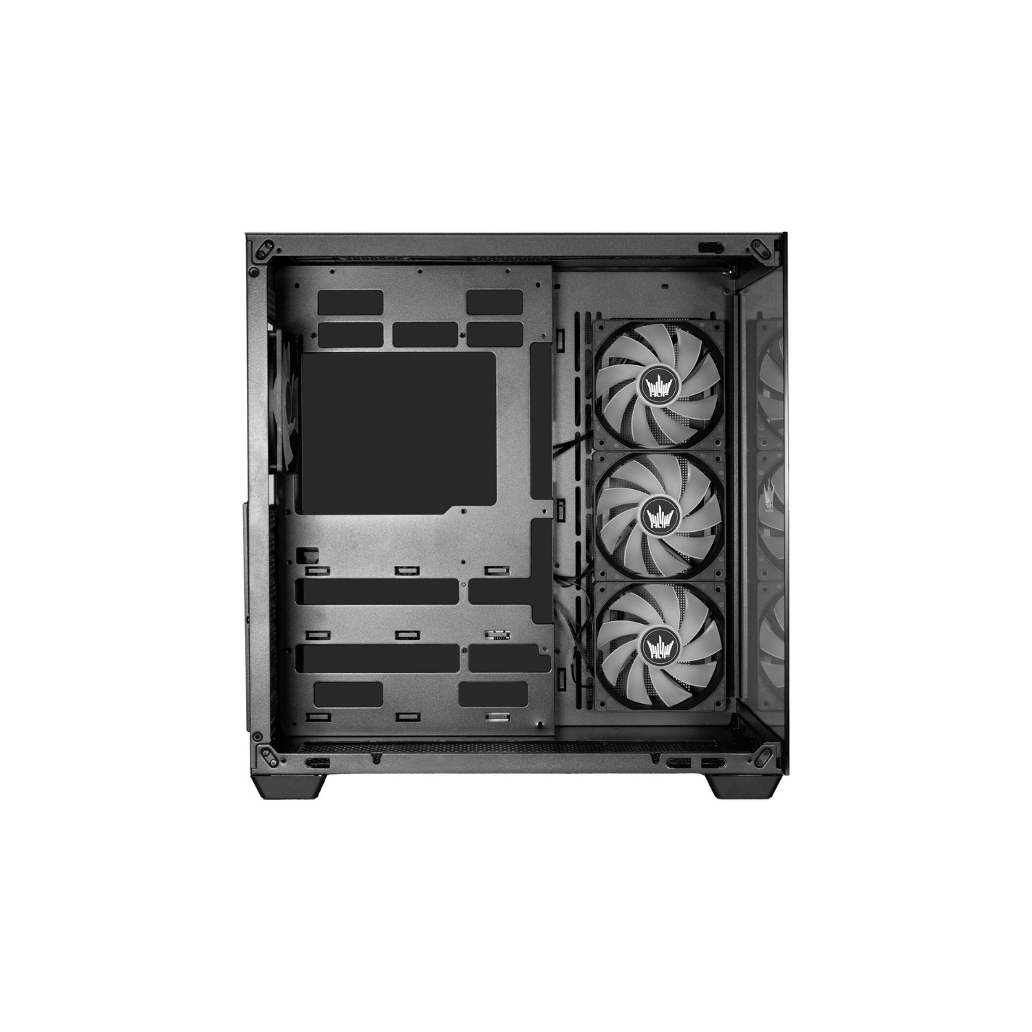 GALAX HOF ALLSYNQ Black Mid-Tower ATX Gaming PC Case – Tempered Glass Side Panel, Pre-Installed 4 ARGB Fans, Dual-Chamber Layout, Supports 360 mm Radiator & High-End GPU Builds
