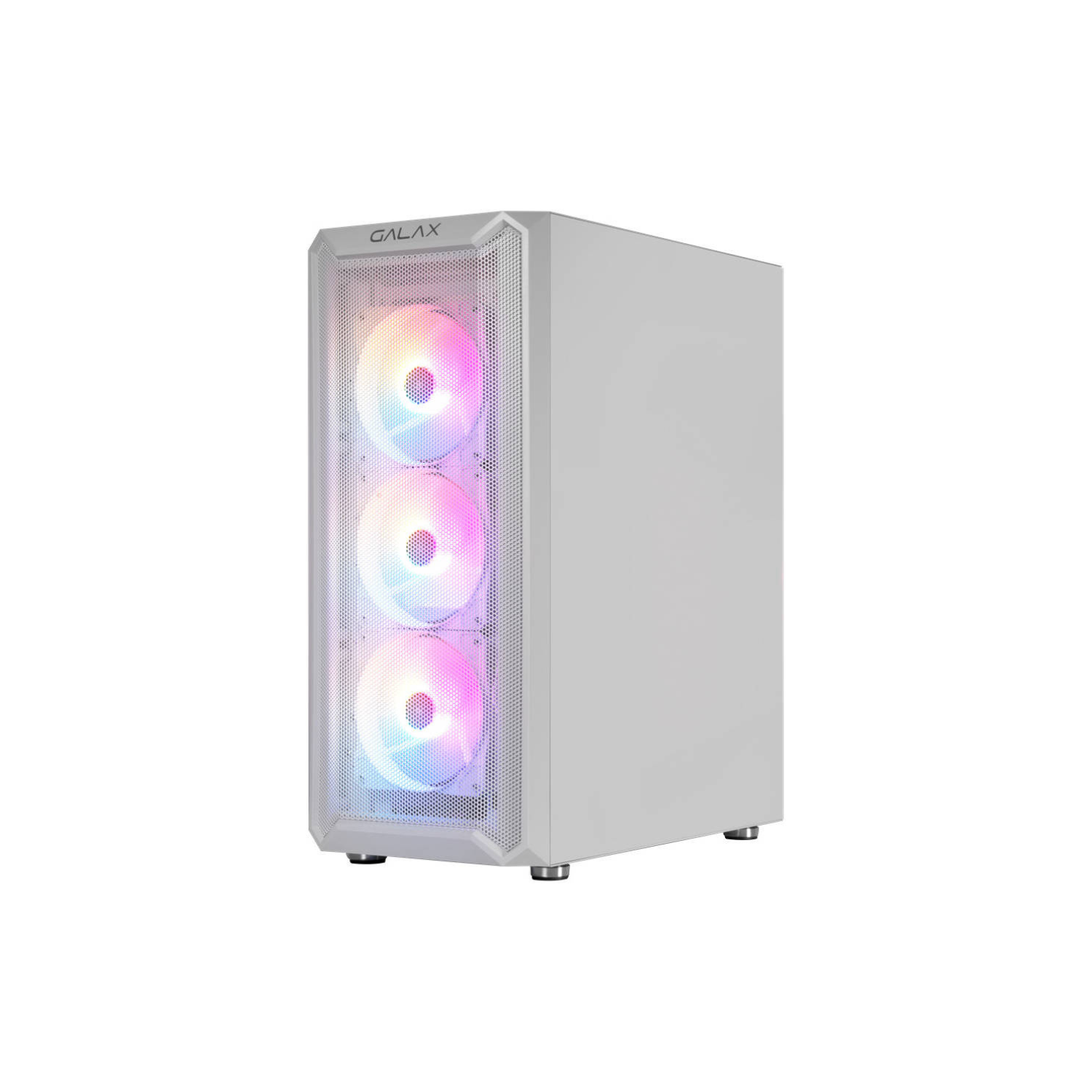 GALAX Revolution 07 White ATX Mid-Tower Gaming PC Case – Tempered Glass Side Panel, SPCC Steel Chassis, Supports 360mm Radiator & 330mm GPU, 4 Pre-Installed ARGB Fans, USB 3.0 I/O