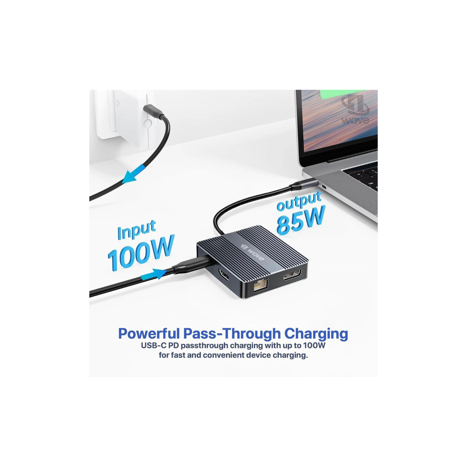 First Wave SlimDock 7-in-1 USB-C Hub – 2× USB 3.2, USB-C 3.2 (10Gbps), 100W PD Fast Charging, HDMI 4K@60Hz, DP 1.2, Gigabit Ethernet LAN, Aluminum Alloy, Metallic Grey Multiport Docking Station