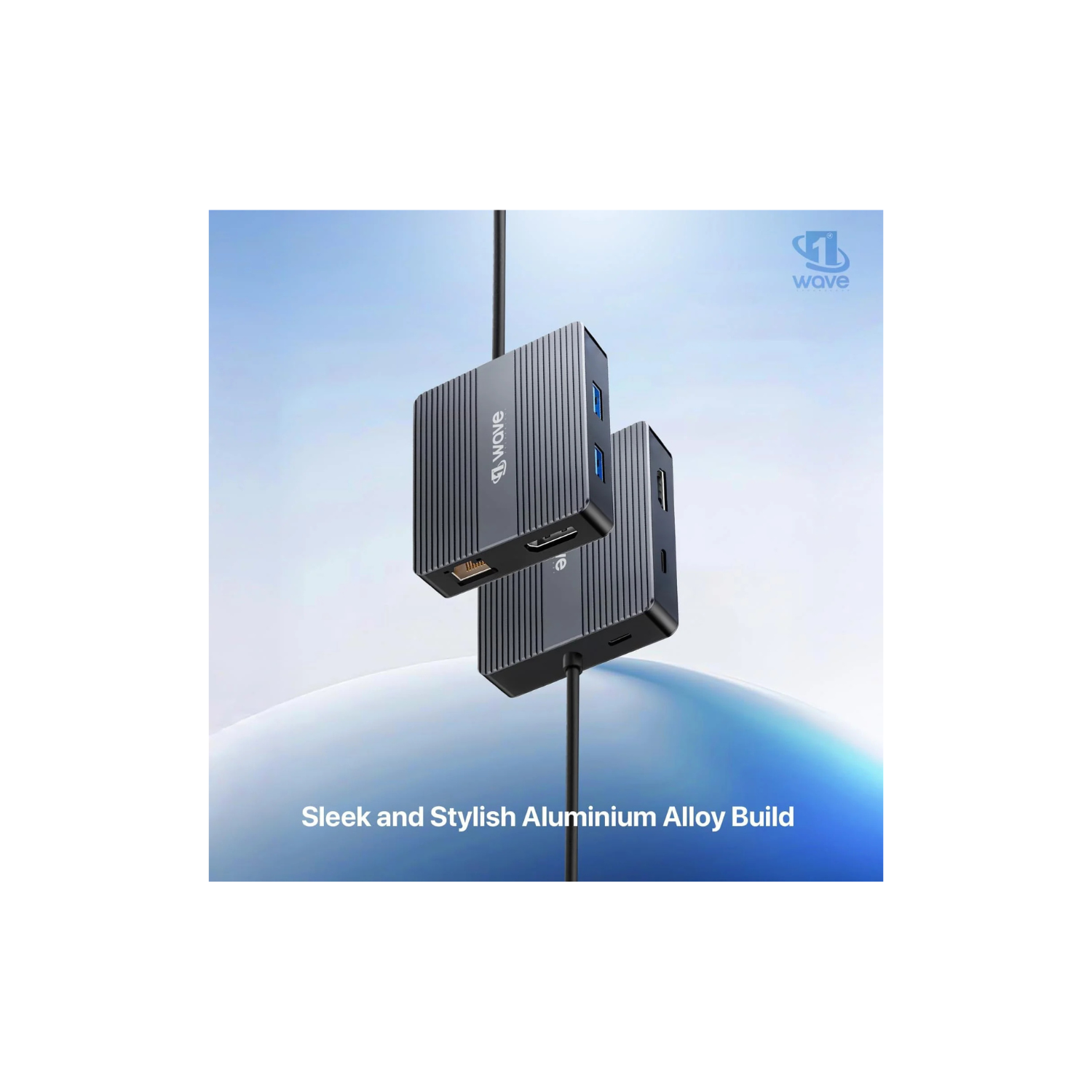 First Wave SlimDock 7-in-1 USB-C Hub – 2× USB 3.2, USB-C 3.2 (10Gbps), 100W PD Fast Charging, HDMI 4K@60Hz, DP 1.2, Gigabit Ethernet LAN, Aluminum Alloy, Metallic Grey Multiport Docking Station