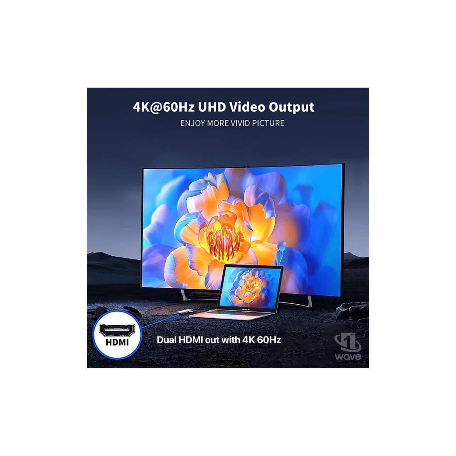 First Wave SlimDock 7-in-1 USB-C Hub – 2× USB 3.2, USB-C 3.2 (10Gbps), 100W PD Fast Charging, HDMI 4K@60Hz, DP 1.2, Gigabit Ethernet LAN, Aluminum Alloy, Metallic Grey Multiport Docking Station