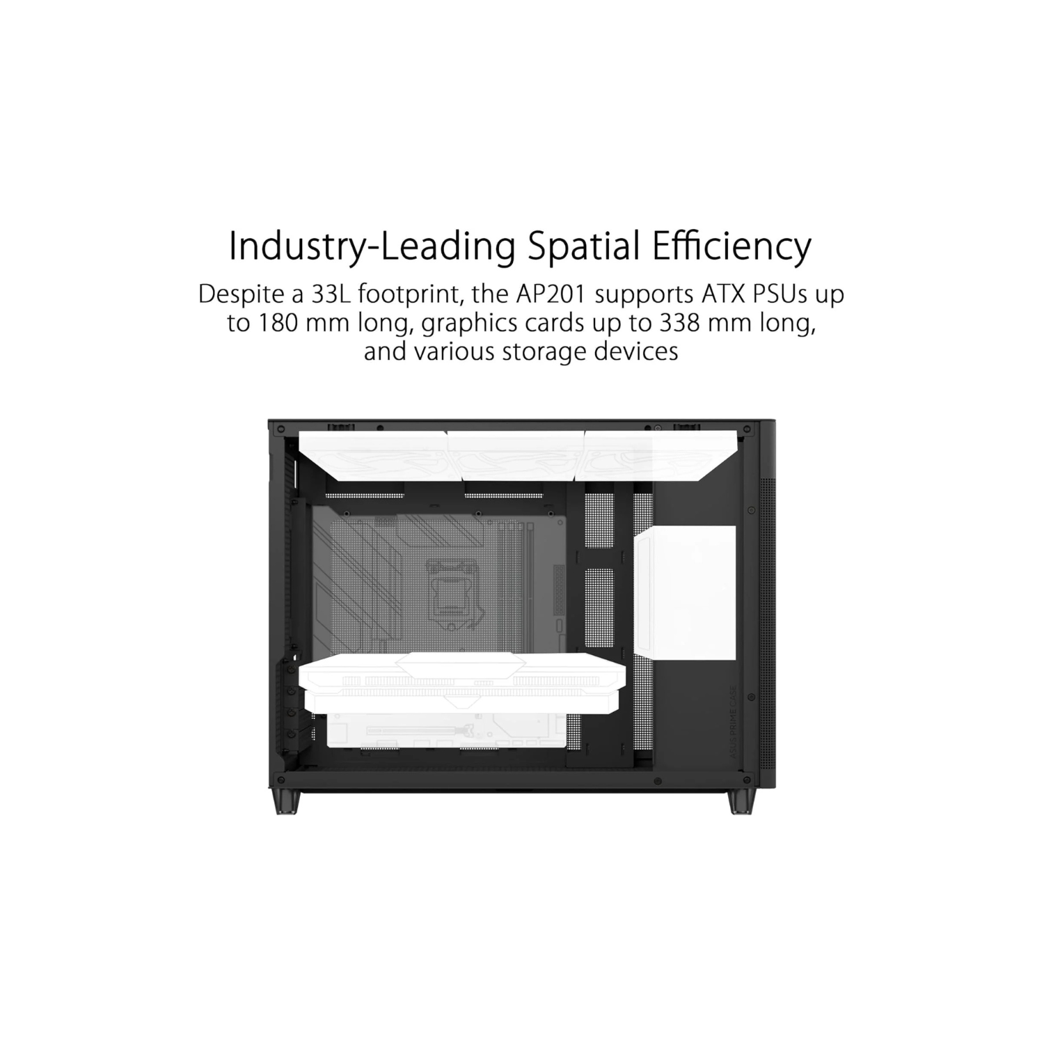 ASUS Prime AP202 Mid-Tower PC Case – Tempered Glass, ARGB, Black, ATX / Micro-ATX / Mini-ITX Compatible