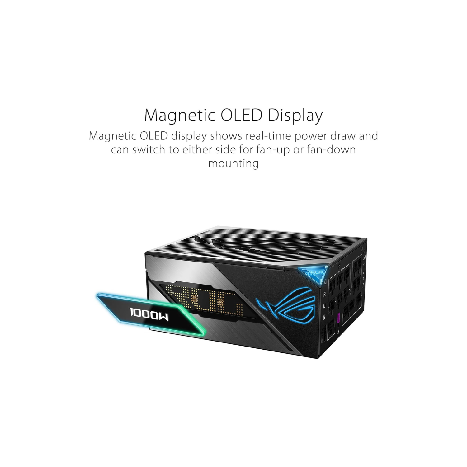 ASUS ROG Thor 1000W Platinum II Gaming Power Supply – Fully Modular, 80 PLUS Platinum, OLED Display, Aura Sync RGB, CE & UK Plug