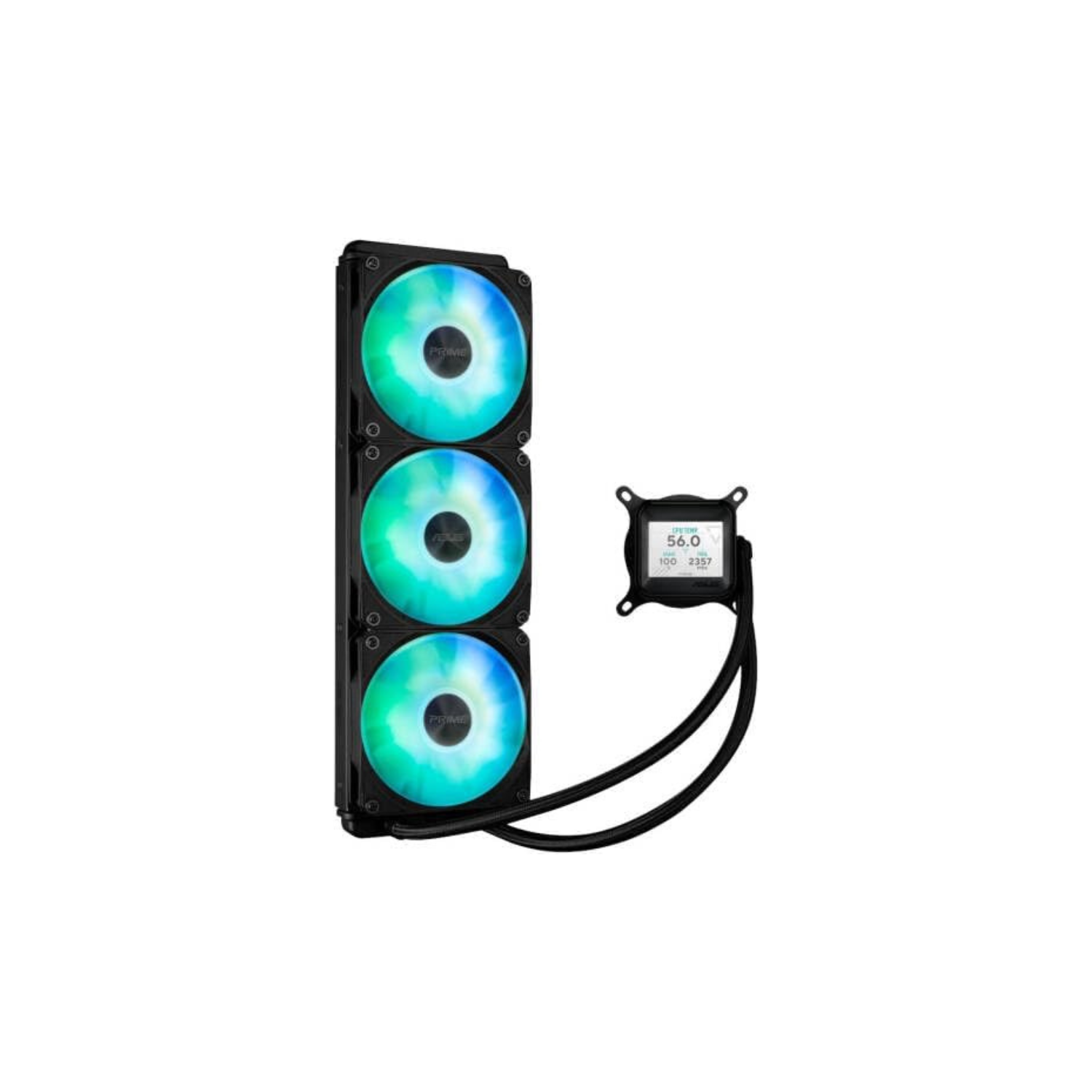 ASUS Prime LC 360 ARGB AIO Cooler – Asetek Pump, 2.3" LCD Display, ARGB Fans, High-Performance Liquid Cooling