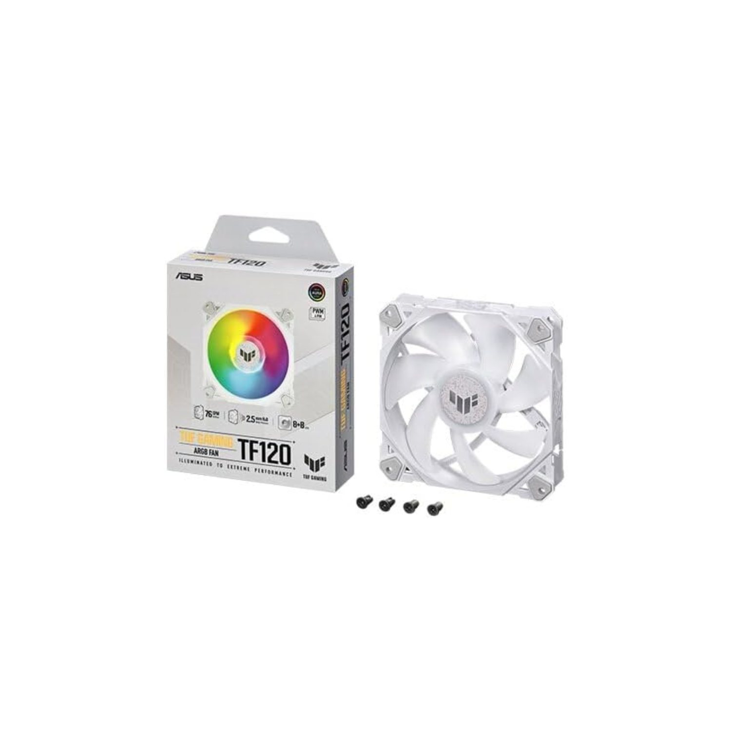 ASUS Prime MR120 ARGB Fan White – 120mm High-Performance Cooling, Addressable RGB