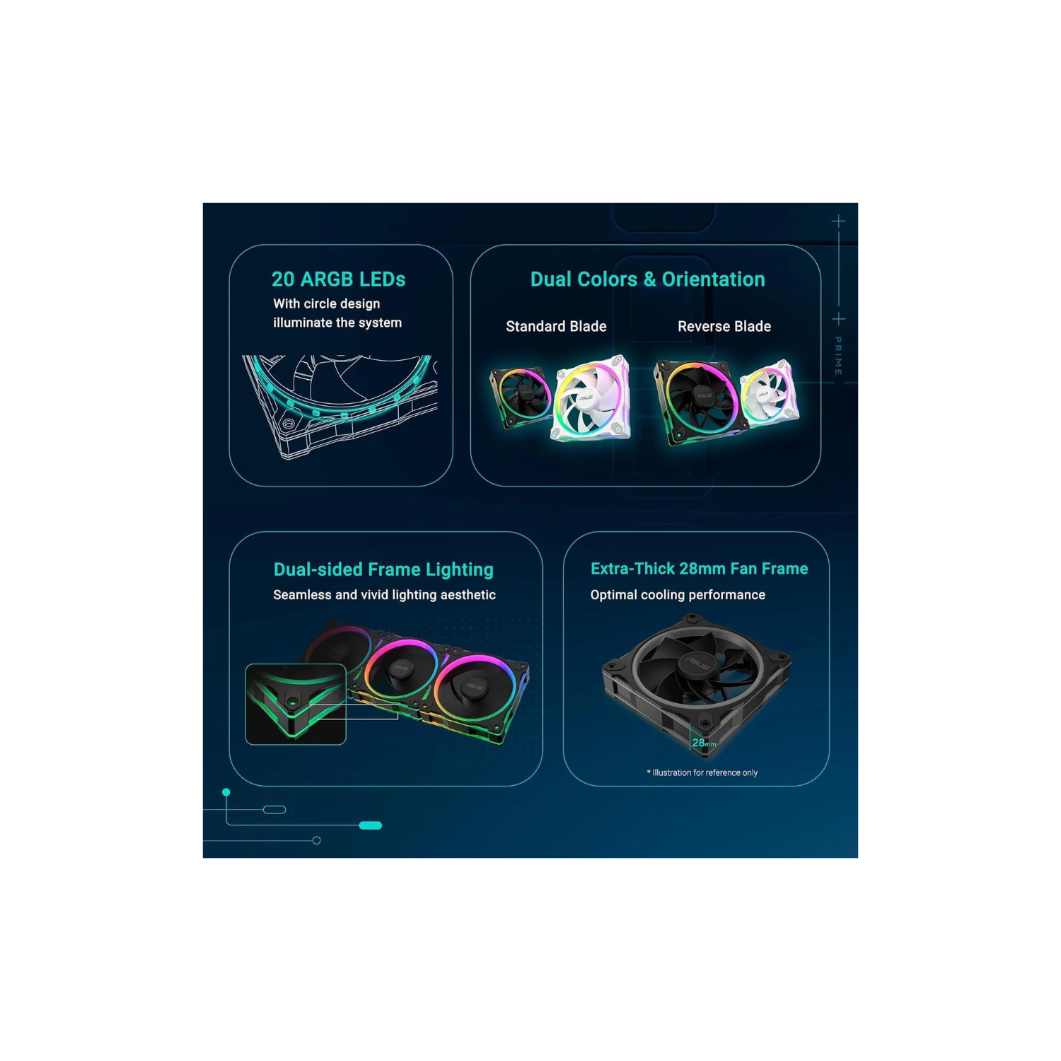 ASUS Prime MR120 ARGB Reverse Fan Black – 120mm 3-in-1 Pack, High-Performance Cooling, Addressable RGB