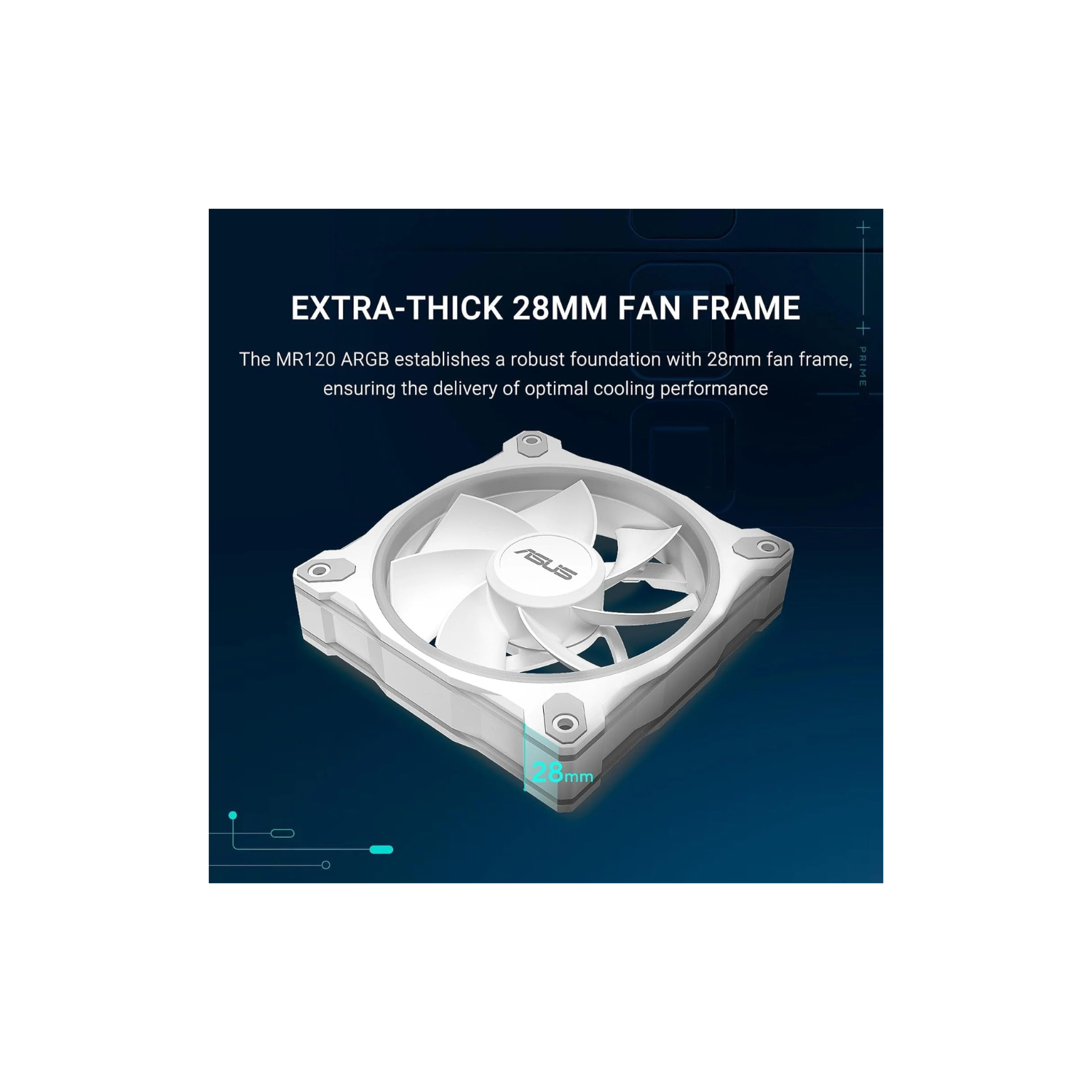 ASUS Prime MR120 ARGB Reverse Fan White – 120mm 3-in-1 Pack, High-Performance Cooling, Addressable RGB