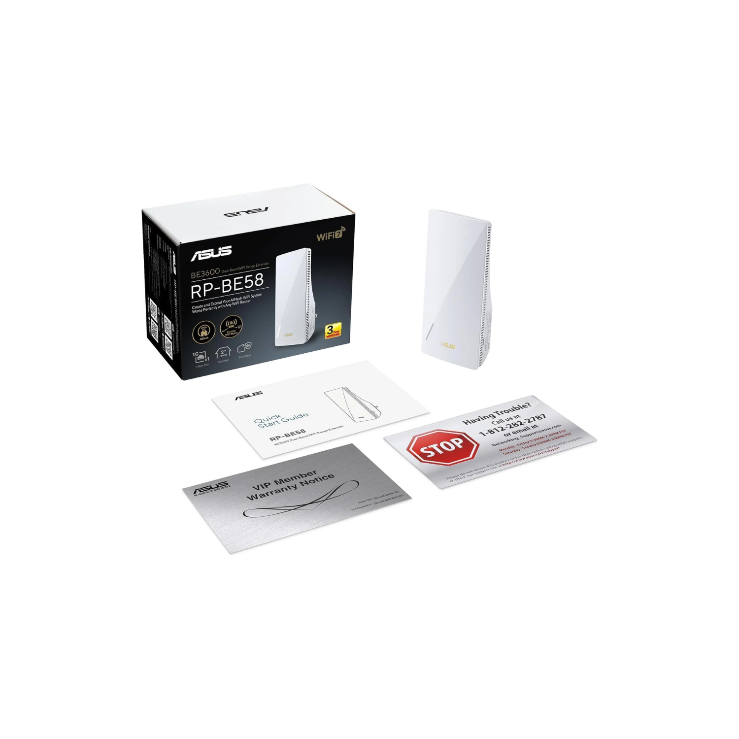 ASUS RP-BE58 WiFi 7 Range Extender – Dual-Band, 5,800 Mbps, OFDMA & MU-MIMO, AiMesh Compatible