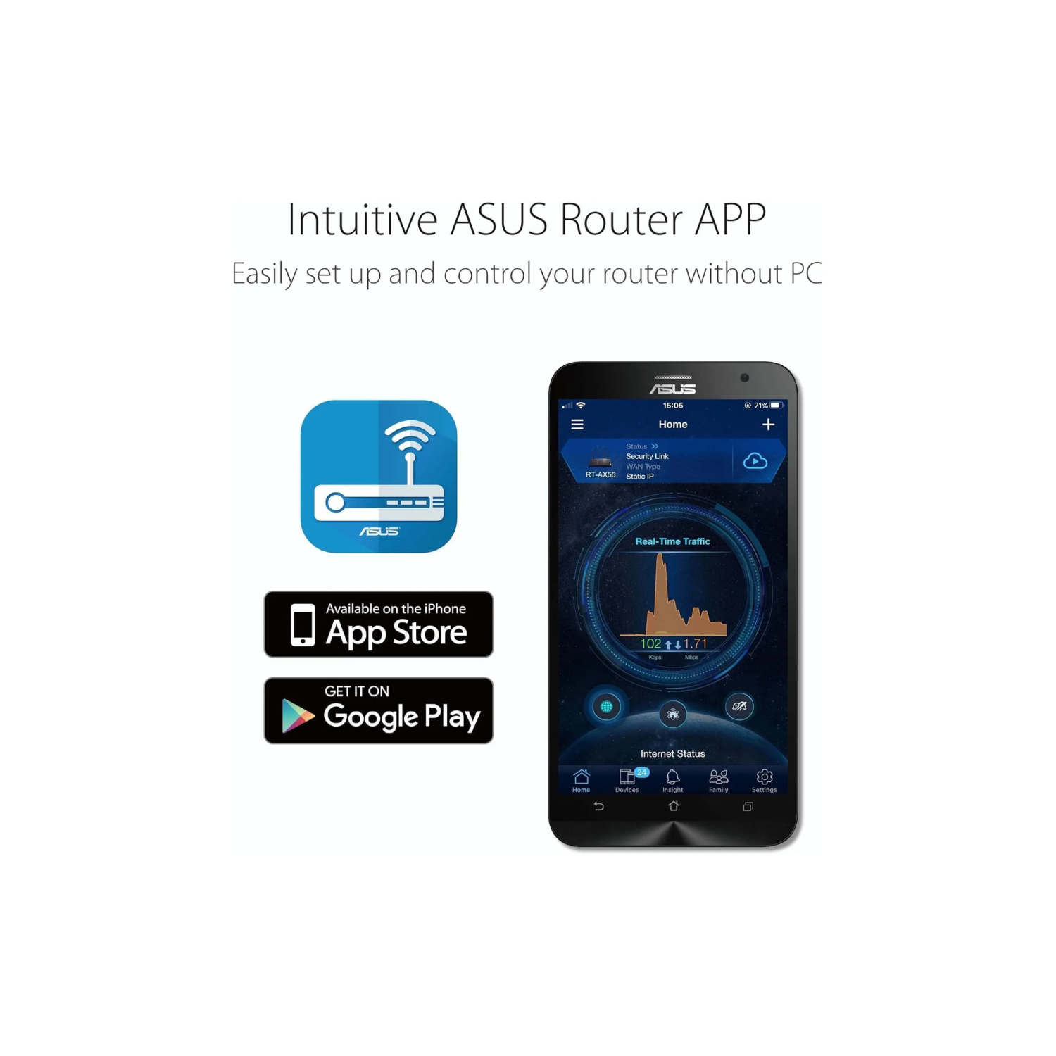 ASUS RT-AX52 WiFi 6 Dual-Band Router – 1,800 Mbps, OFDMA & MU-MIMO, AiMesh Compatible