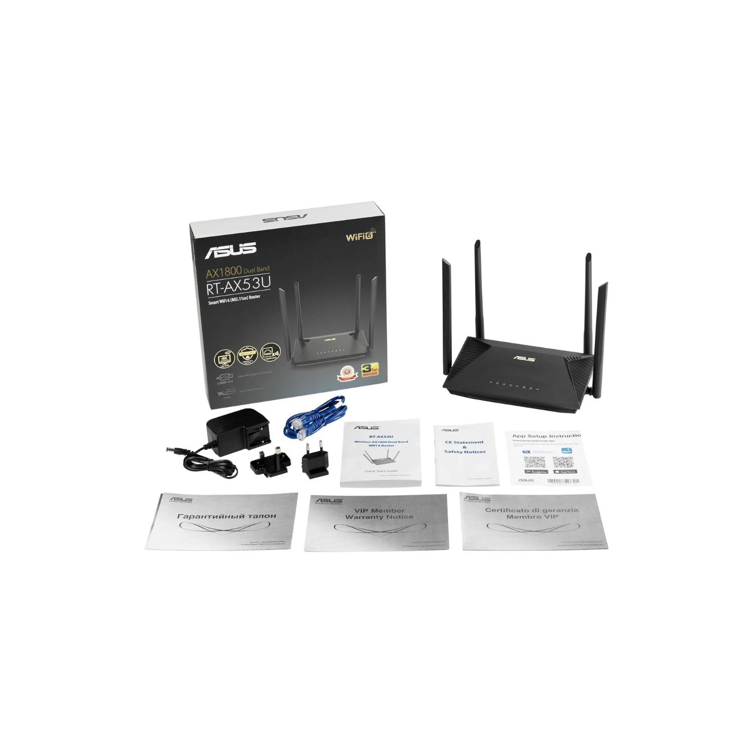 ASUS RT-AX52 WiFi 6 Dual-Band Router – 1,800 Mbps, OFDMA & MU-MIMO, AiMesh Compatible