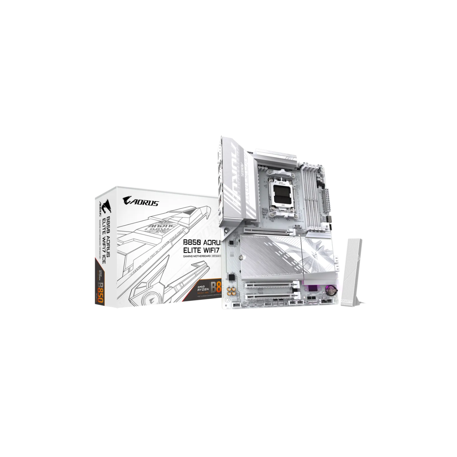 GIGABYTE M/B B850 A ELITE WF7 ICE | B850 Gaming Motherboard with WiFi 7 & High Bandwidth Memory Support