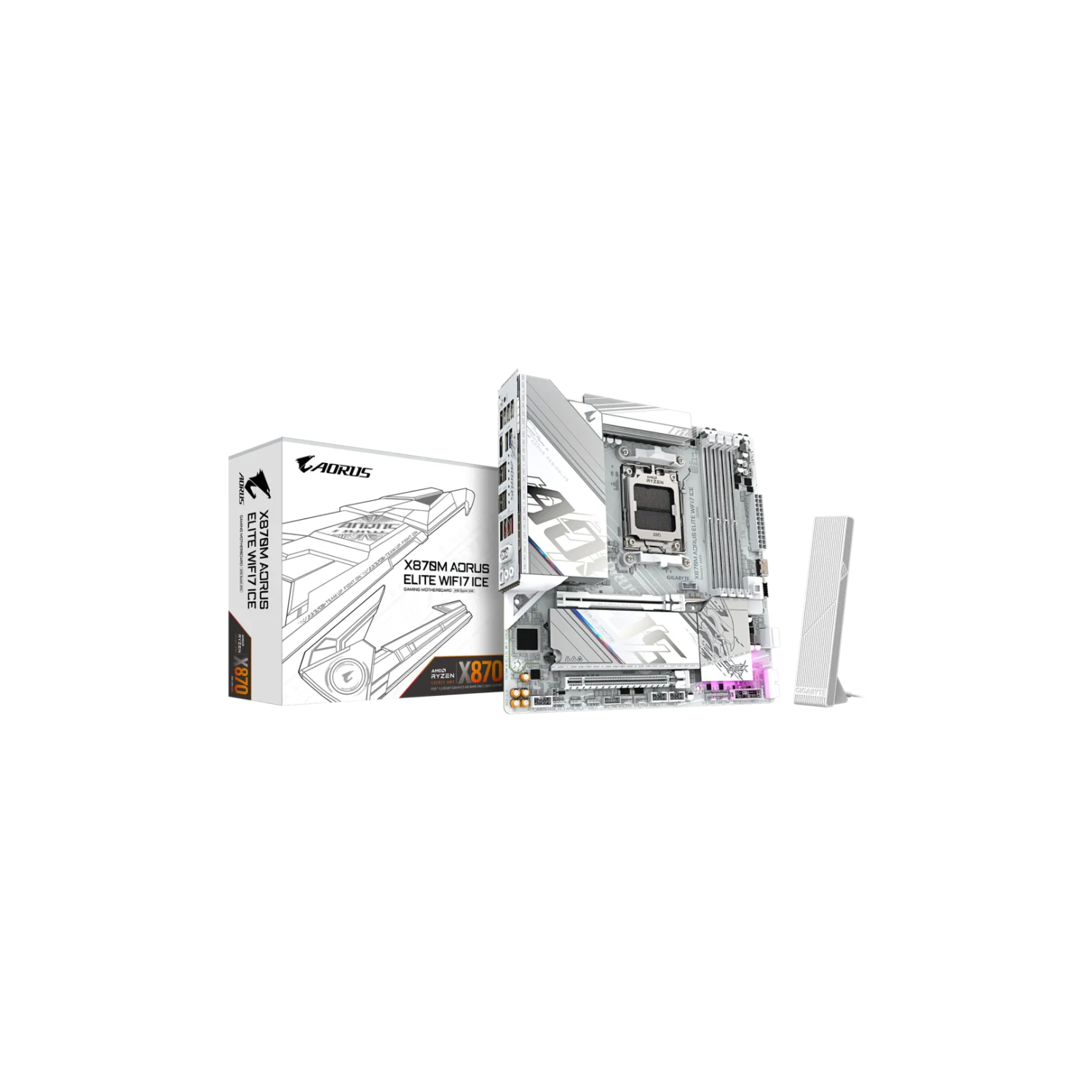 GIGABYTE M/B X870M A ELITE WF7 ICE |  Gaming Motherboard with WiFi 7 & High Bandwidth Memory Support