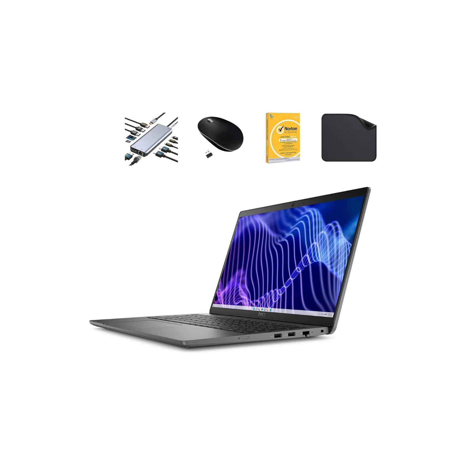Dell Business Laptop Latitude 3540 - Includes 12 in 1 HUB Adapter + Wireless Mouse + Antivirus + Mouse Pad | 13th Gen Intel Core i7-1355U, 24GB RAM, Windows 11 Pro (Upgrade) (24GB RAM | 512GB SSD)