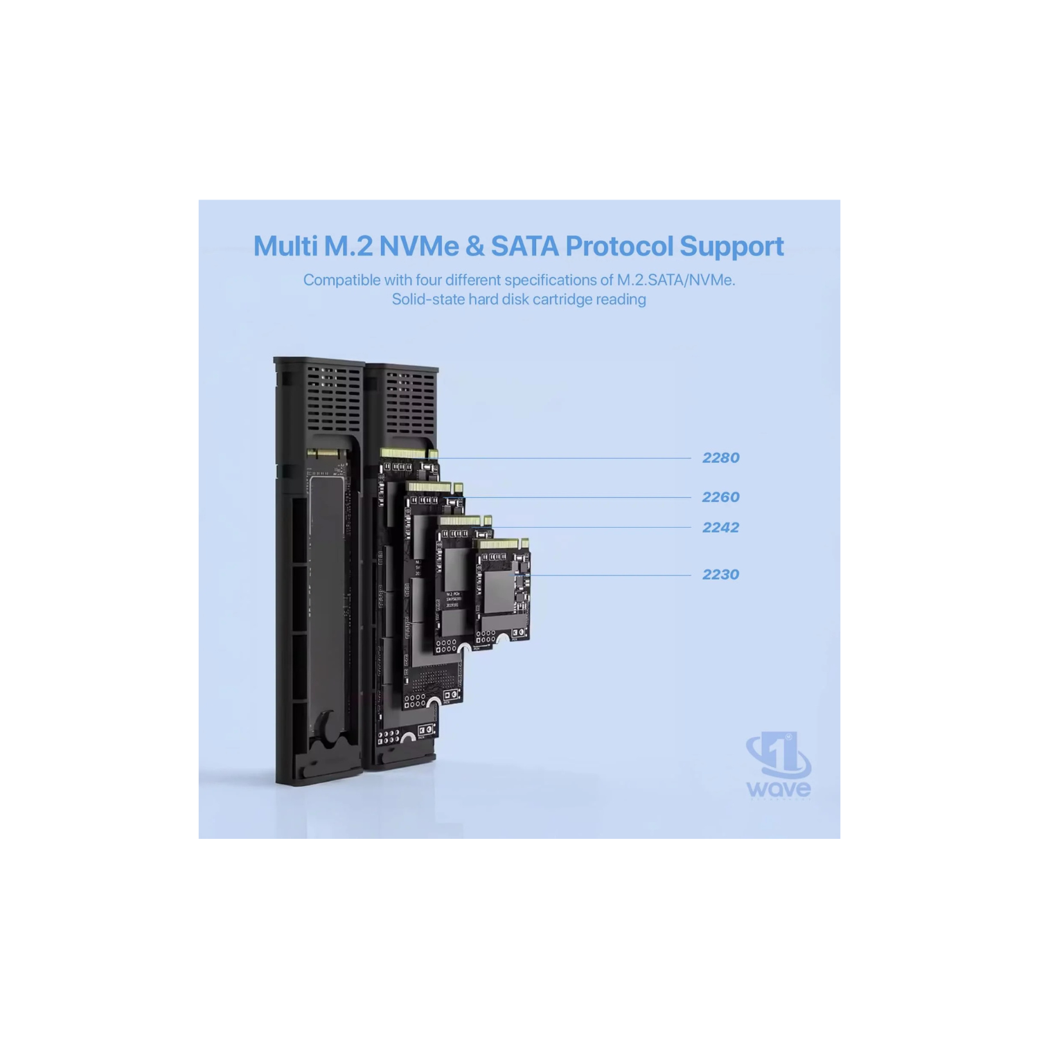 First Wave TwinDrive Dual NVMe SSD Enclosure – USB-C 3.2 Gen 2 (10Gbps), Aluminum Alloy Body, Tool-Free Installation, Dual-Bay External SSD Case for NVMe M.2 PCIe SSDs, Metallic Grey