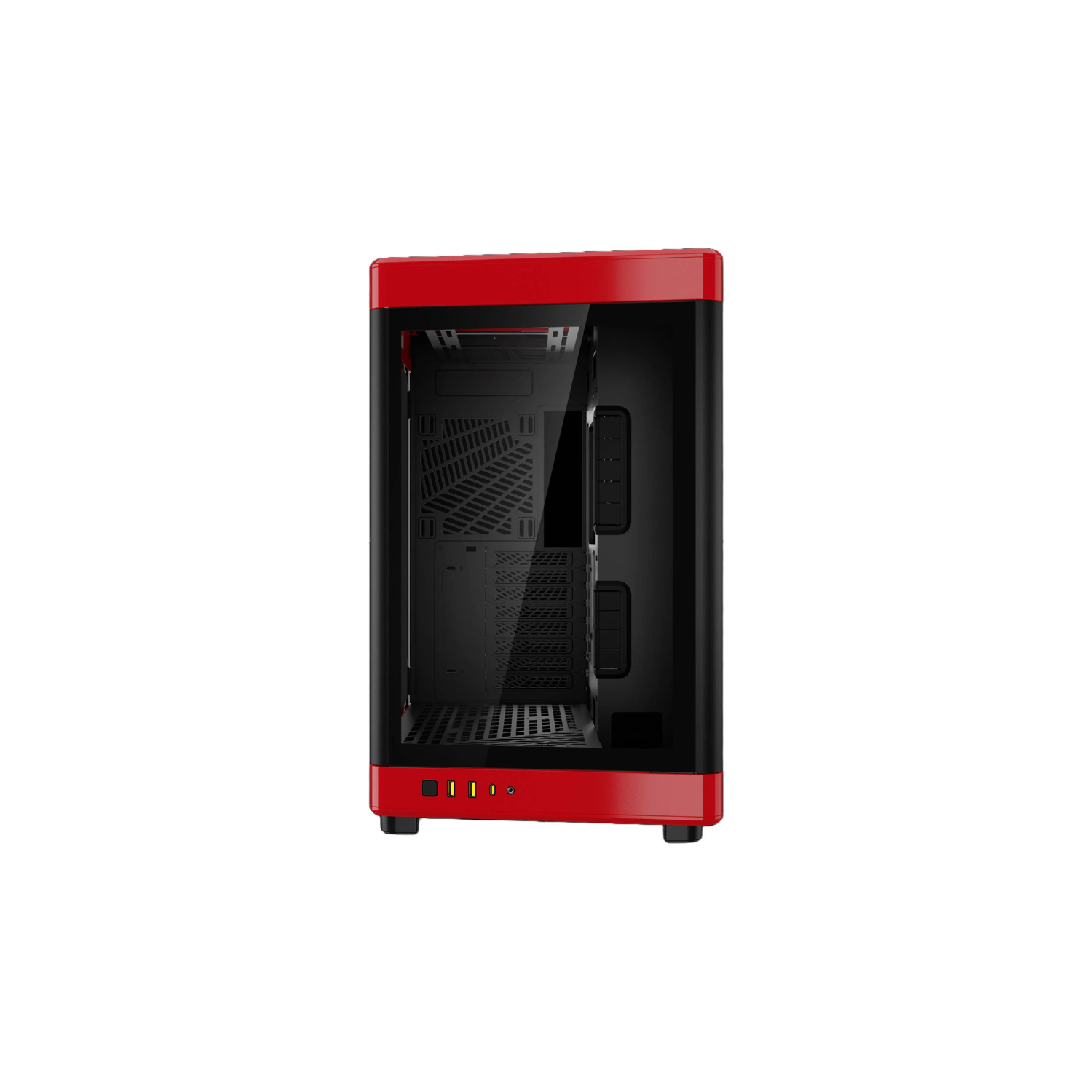 GAMDIAS NESO P1 Black/Red Tower Gaming Case – Tempered Glass, High Airflow, ATX/E-ATX Compatible