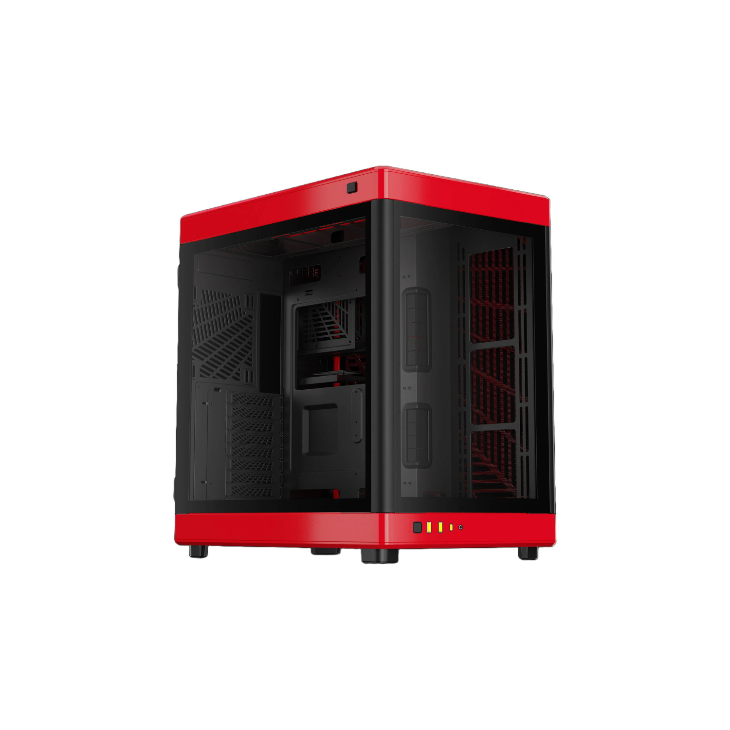 GAMDIAS NESO P1 Black/Red Tower Gaming Case – Tempered Glass, High Airflow, ATX/E-ATX Compatible