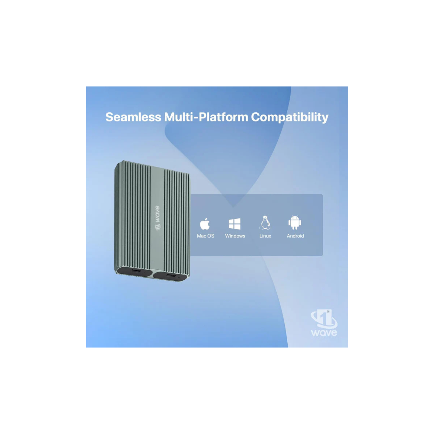 First Wave TwinDrive Dual NVMe SSD Enclosure – USB-C 3.2 Gen 2 (10Gbps), Aluminum Alloy Body, Tool-Free Installation, Dual-Bay External SSD Case for NVMe M.2 PCIe SSDs, Metallic Grey