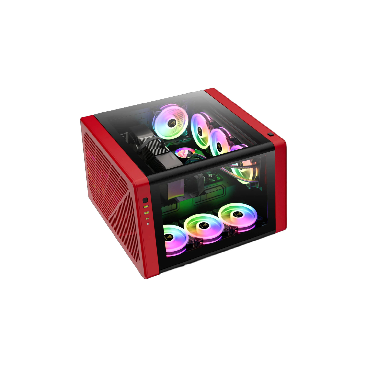 GAMDIAS NESO P1 Black/Red Tower Gaming Case – Tempered Glass, High Airflow, ATX/E-ATX Compatible