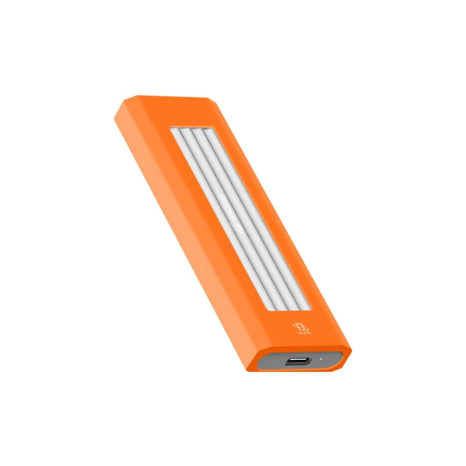 First Wave ArmorDrive NVMe Enclosure – Tool-Free M.2 PCIe SSD Adapter, USB 3.2 Gen 2 Type-C, LED Indicator, Metal Body with Rubber Casing for M.2 2230/2242/2260/2280 SSDs, Silver Tangerine