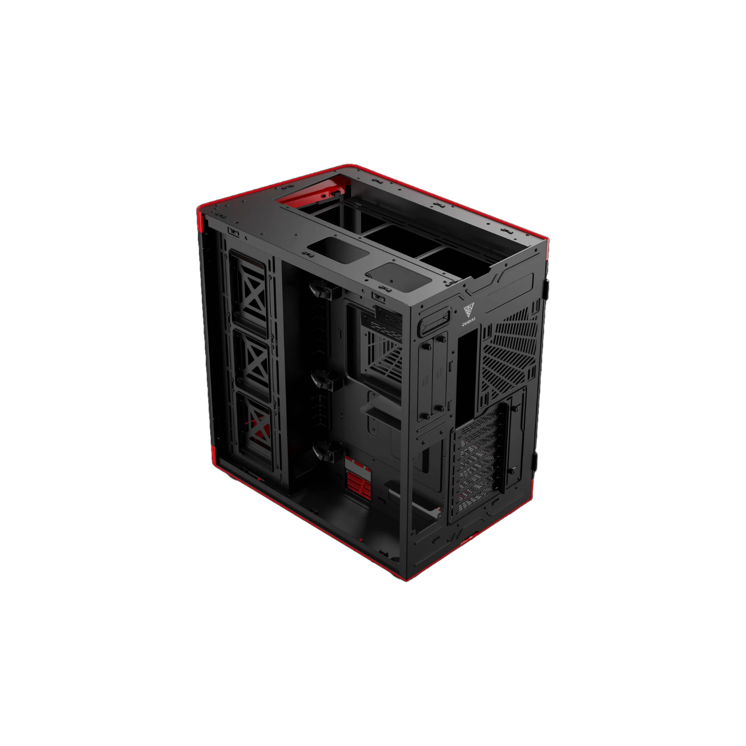 GAMDIAS NESO P1 Black/Red Tower Gaming Case – Tempered Glass, High Airflow, ATX/E-ATX Compatible