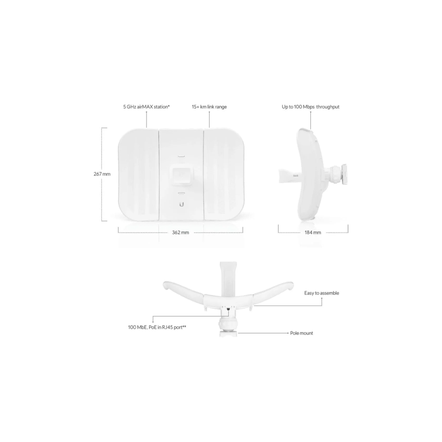 Ubiquiti LBE-M5-23-EU – Long-Range AirMax Bridge, 5GHz, 23dBi Antenna, High-Performance Point-to-Point Wireless, Weather-Resistant, Outdoor Networking
