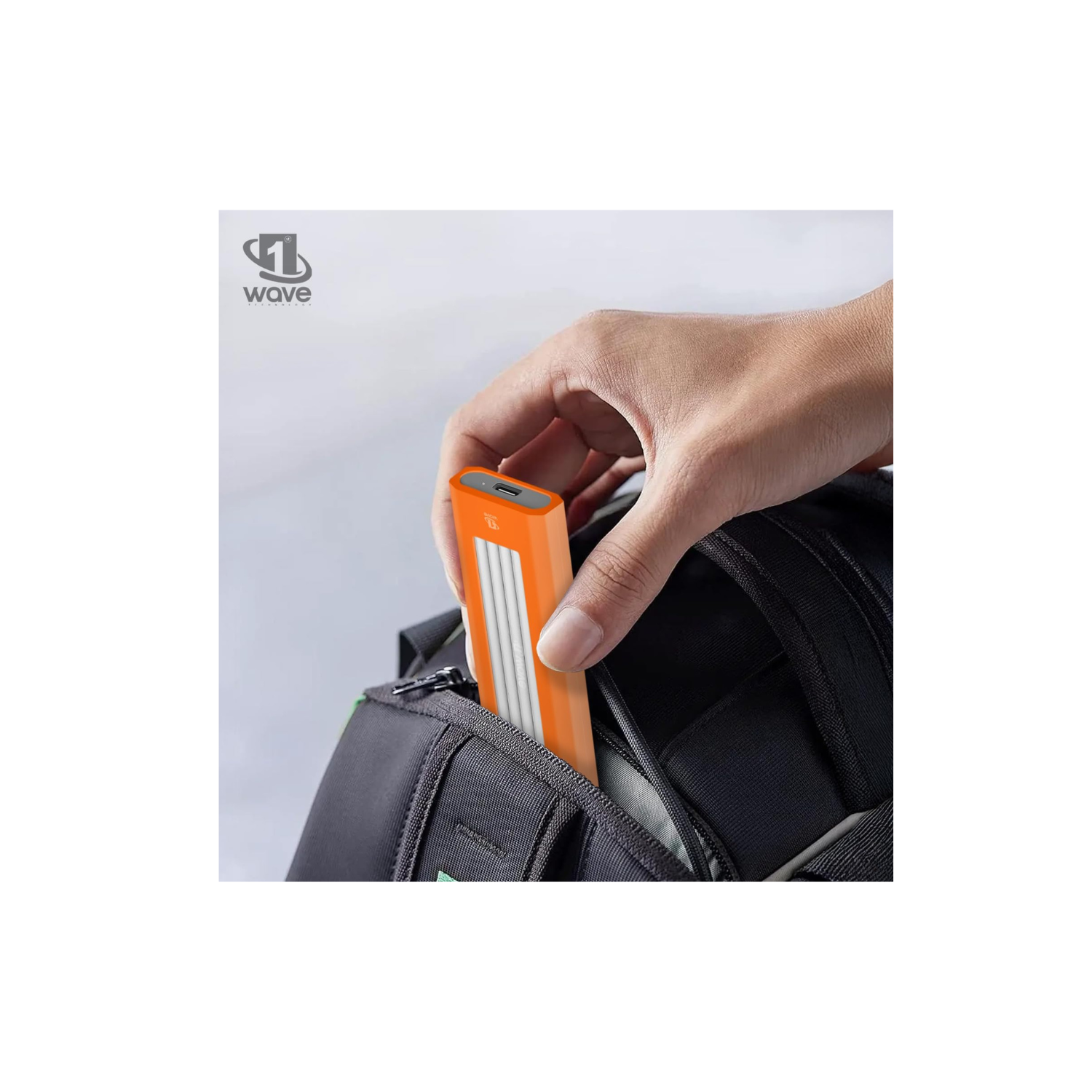 First Wave ArmorDrive NVMe Enclosure – Tool-Free M.2 PCIe SSD Adapter, USB 3.2 Gen 2 Type-C, LED Indicator, Metal Body with Rubber Casing for M.2 2230/2242/2260/2280 SSDs, Silver Tangerine