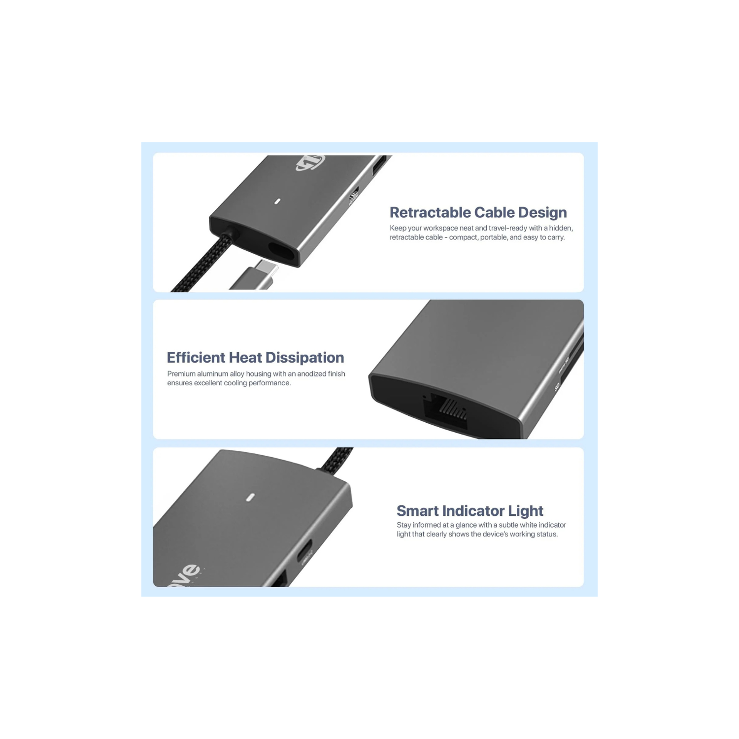 First Wave ProHub 9-in-1 USB-C Dock Hub – 4K HDMI 2.0, 100W PD, RJ45 GbE LAN, USB-C, 2× USB 3.2, USB 2.0, Micro SD & SD Card Slots, Portable Multiport Adapter for Laptop, MacBook, iPad (Metallic Grey)