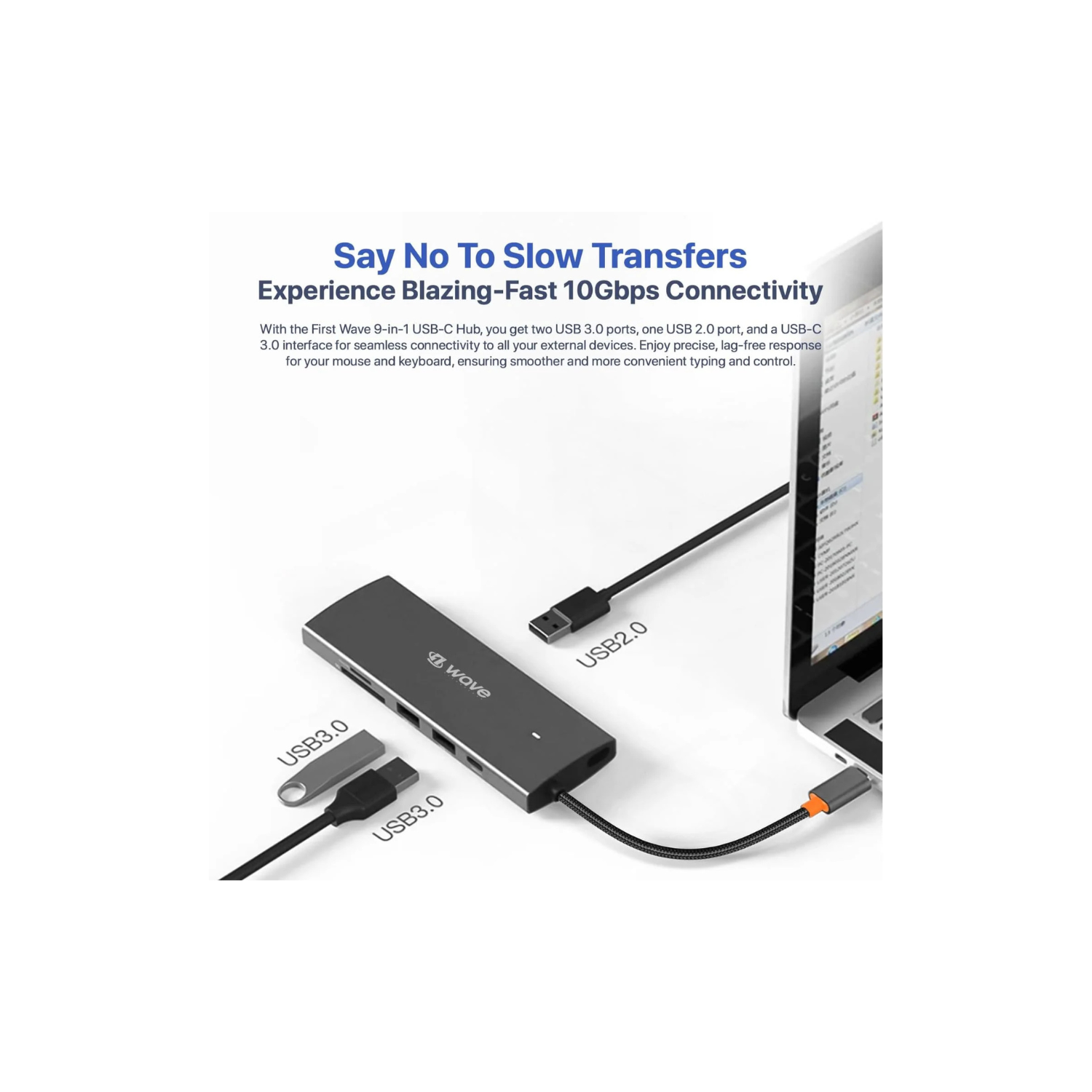 First Wave ProHub 9-in-1 USB-C Dock Hub – 4K HDMI 2.0, 100W PD, RJ45 GbE LAN, USB-C, 2× USB 3.2, USB 2.0, Micro SD & SD Card Slots, Portable Multiport Adapter for Laptop, MacBook, iPad (Metallic Grey)