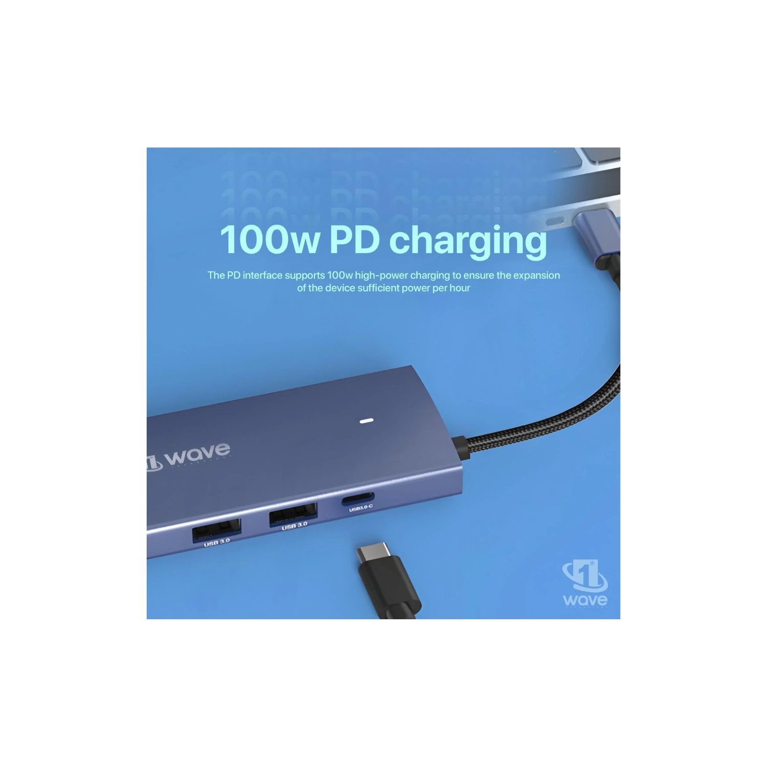 First Wave ProHub 9-in-1 USB-C Dock Hub – 4K HDMI 2.0, 100W PD, RJ45 GbE LAN, USB-C, 2× USB 3.2, USB 2.0, Micro SD & SD Card Slots, Portable Multiport Adapter for Laptop, MacBook, iPad, Metallic Blue