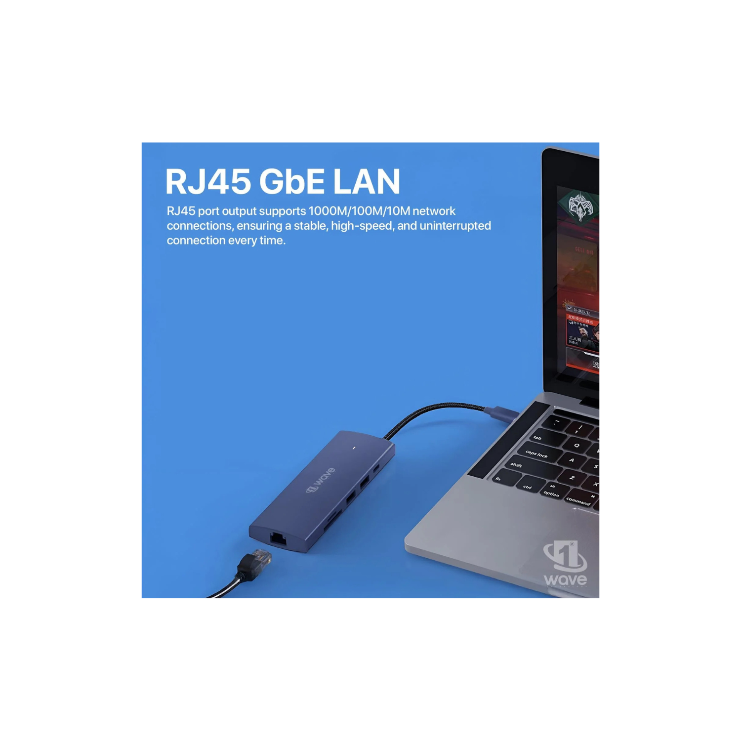 First Wave ProHub 9-in-1 USB-C Dock Hub – 4K HDMI 2.0, 100W PD, RJ45 GbE LAN, USB-C, 2× USB 3.2, USB 2.0, Micro SD & SD Card Slots, Portable Multiport Adapter for Laptop, MacBook, iPad, Metallic Blue